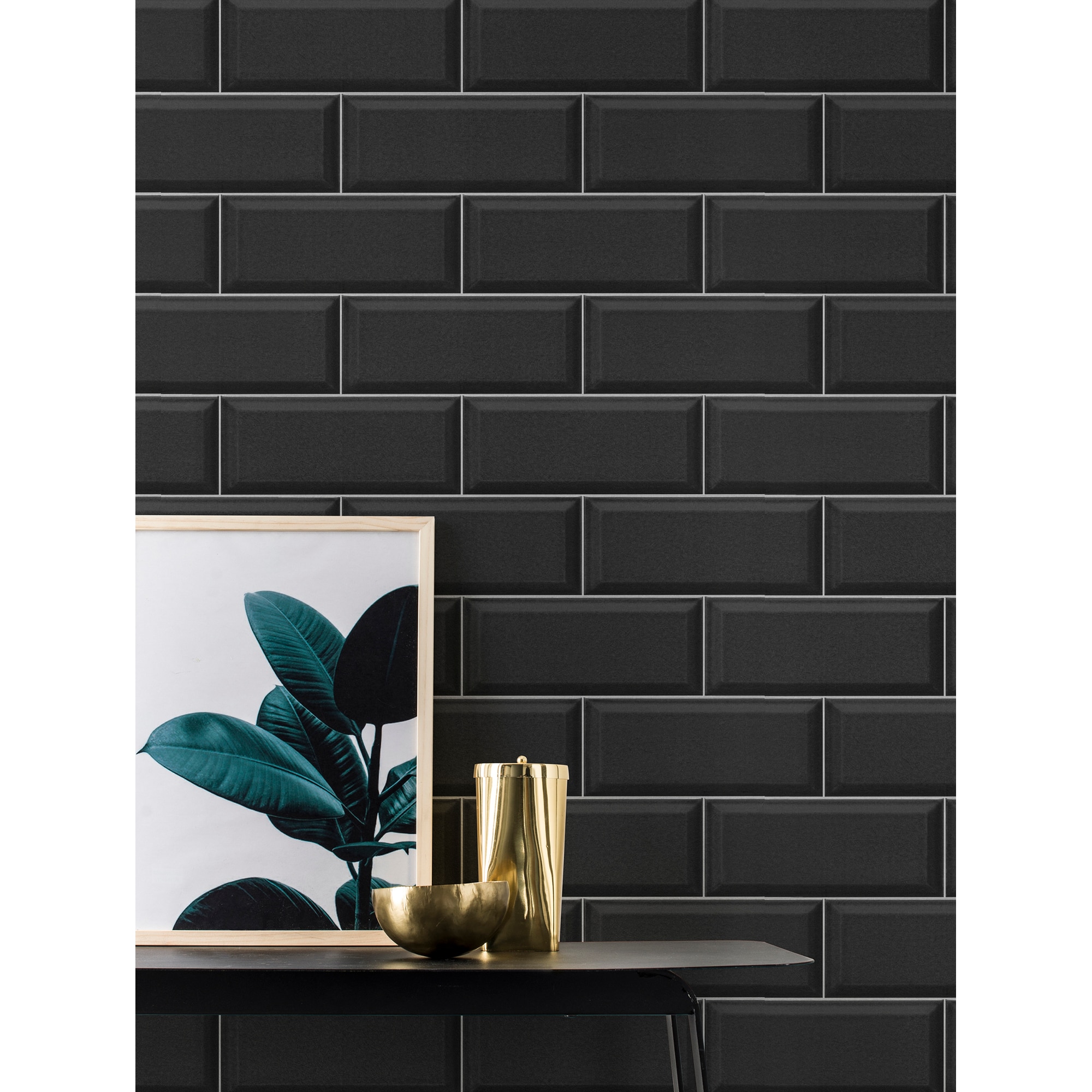 Papel de Parede TNT Azulejo Utility Preto-2