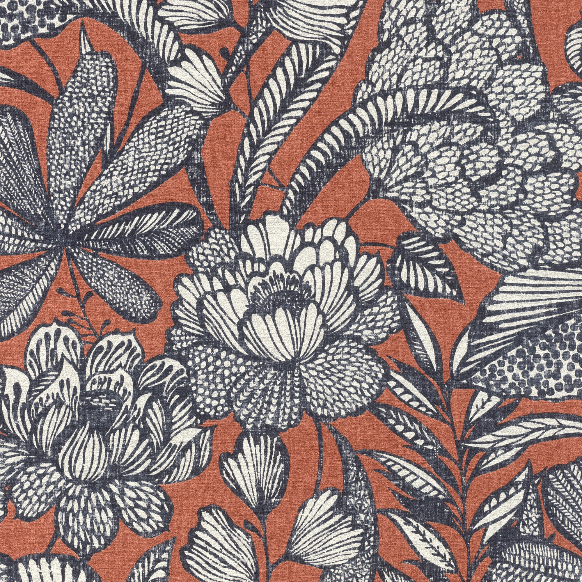 Papel de Parede TNT Floral Madagáscar Vermelho-1