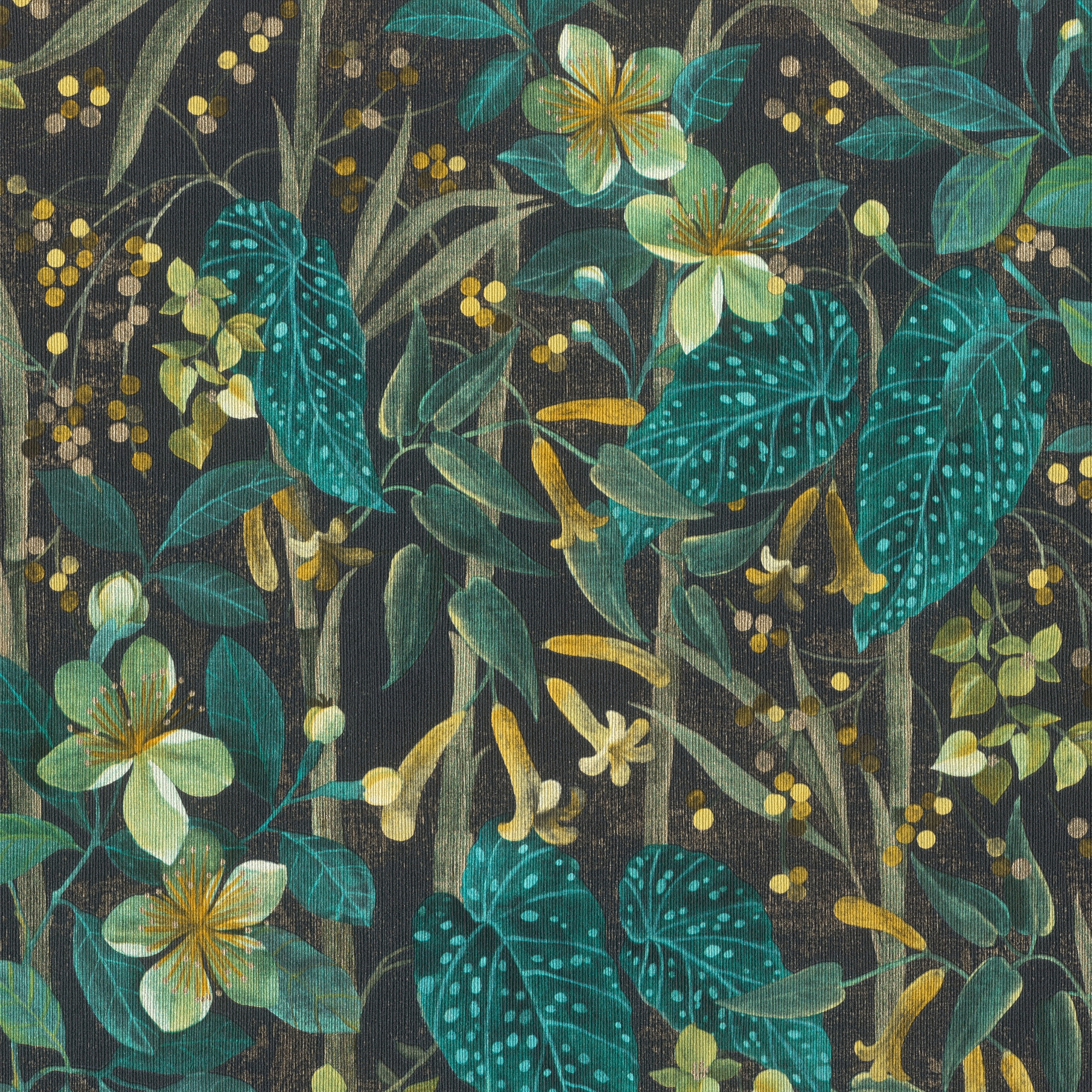 Papel pintado TNT Flores Madagascar Rasch - Verde 0,53 x 10 m Verde-1