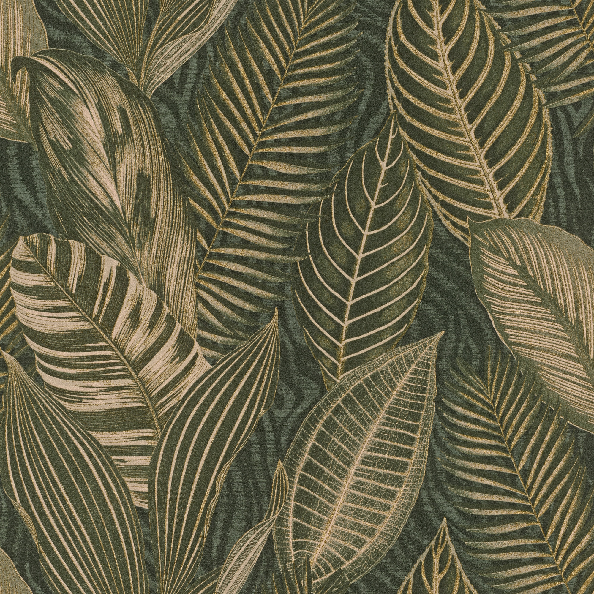 Papel pintado TNT Hojas Kenya Rasch - Verde Verde-1