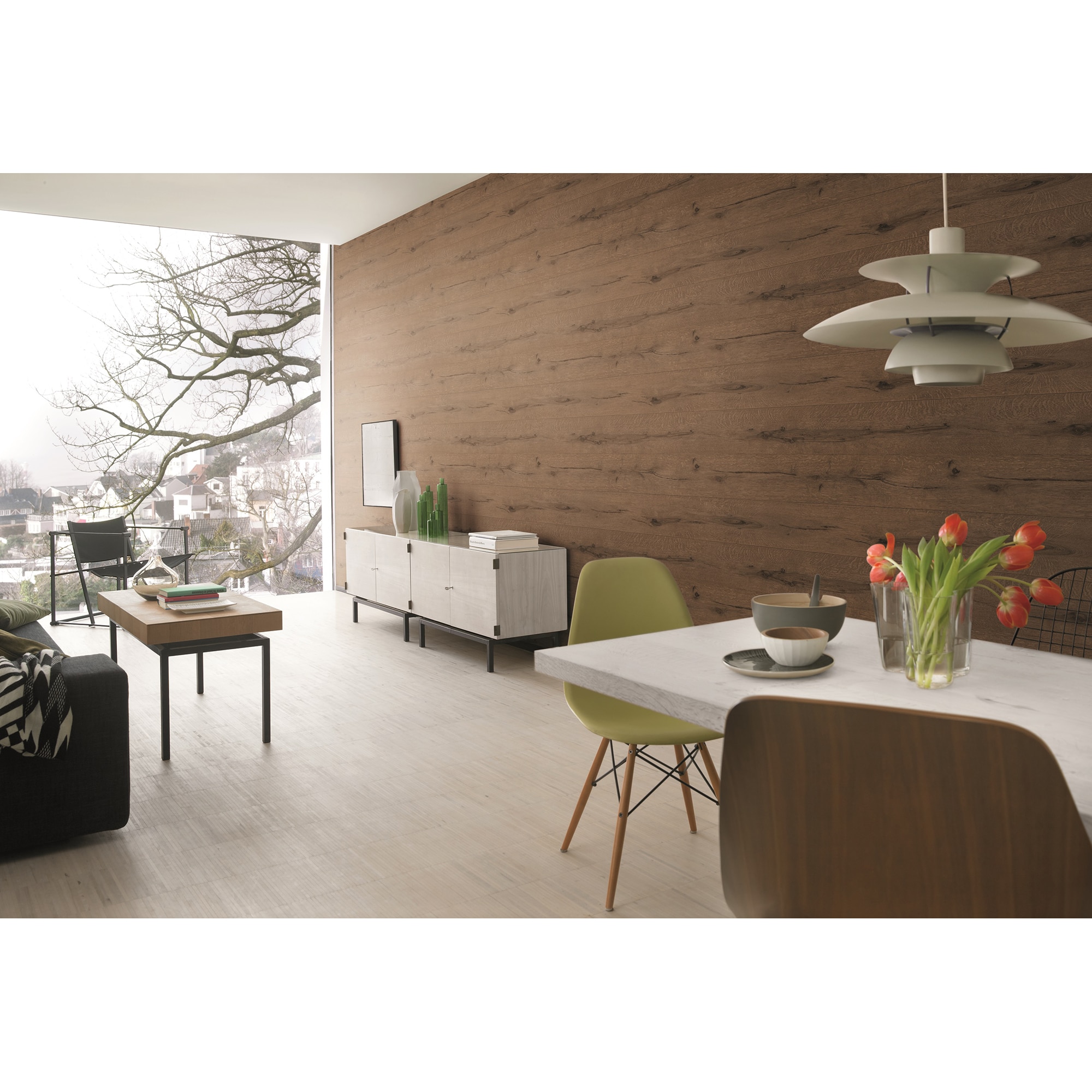 Papel Pintado TNT com Efeito de Madeira Loft 3 Castanho-2