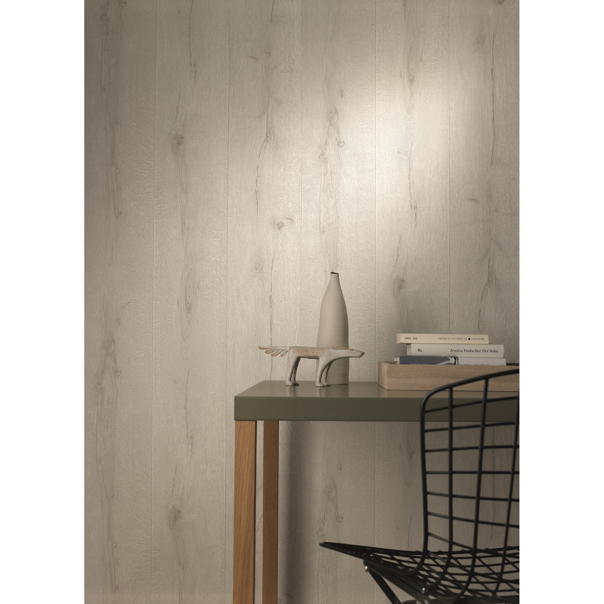 Papel Pintado TNT com Efeito de Madeira Loft 3 Branco-2