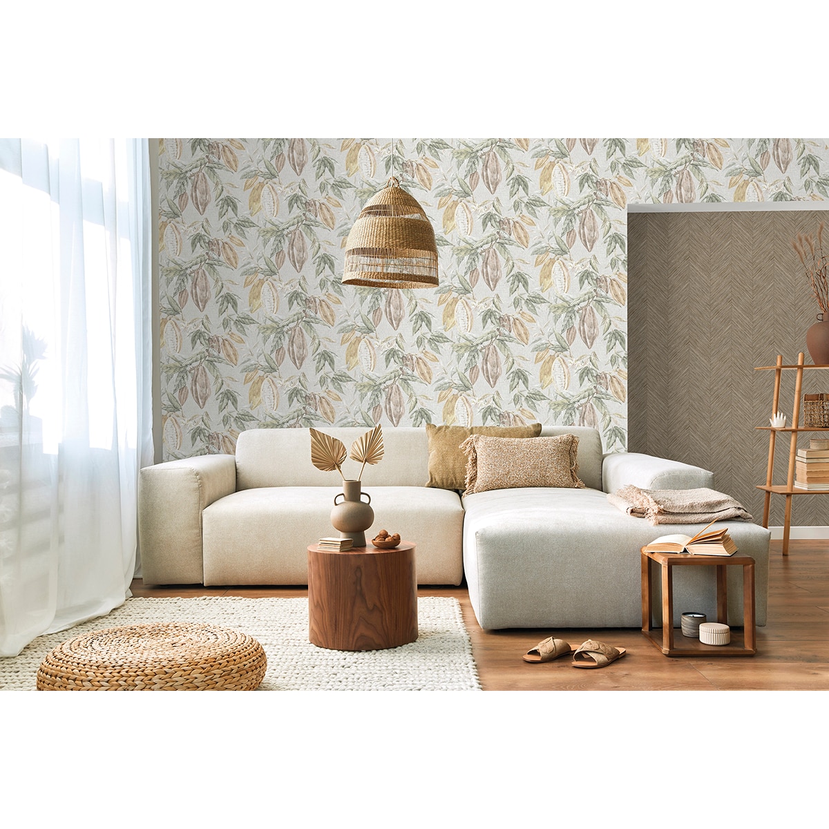 Papel pintado TNT Cocoa Origins Rasch - Humo 0,53 x 10 m Humo-2