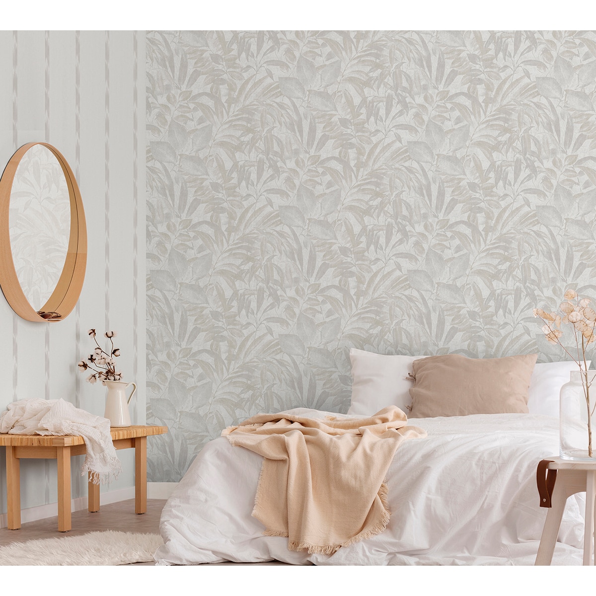 Papel pintado TNT Frondo Origins Rasch - Gris 0,53 x 10 m Gris-2