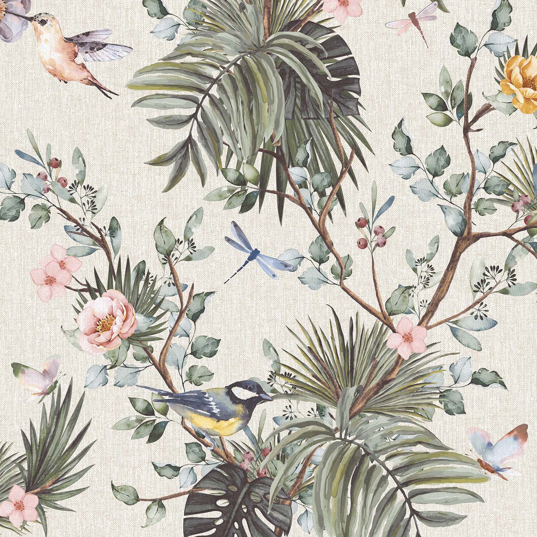 Papel pintado TNT Jungle Origins Rasch - Vainilla 0,53 x 10 m Vainilla-1