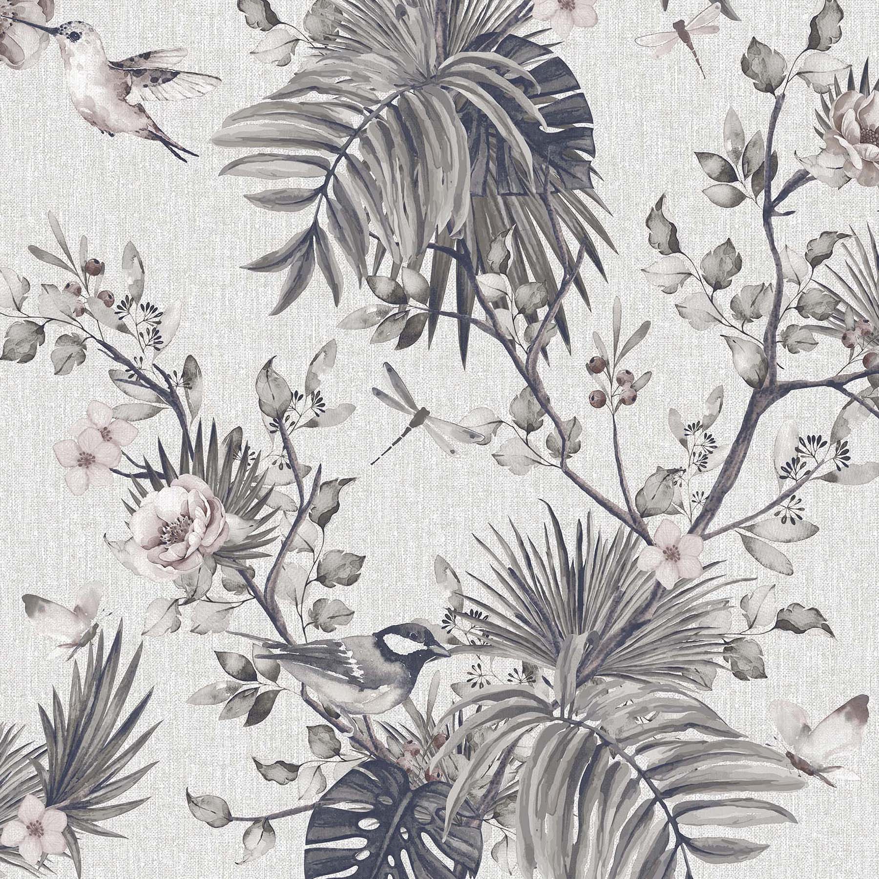 Papel pintado TNT Jungle Origins Rasch - Gris 0,53 x 10 m Gris-1