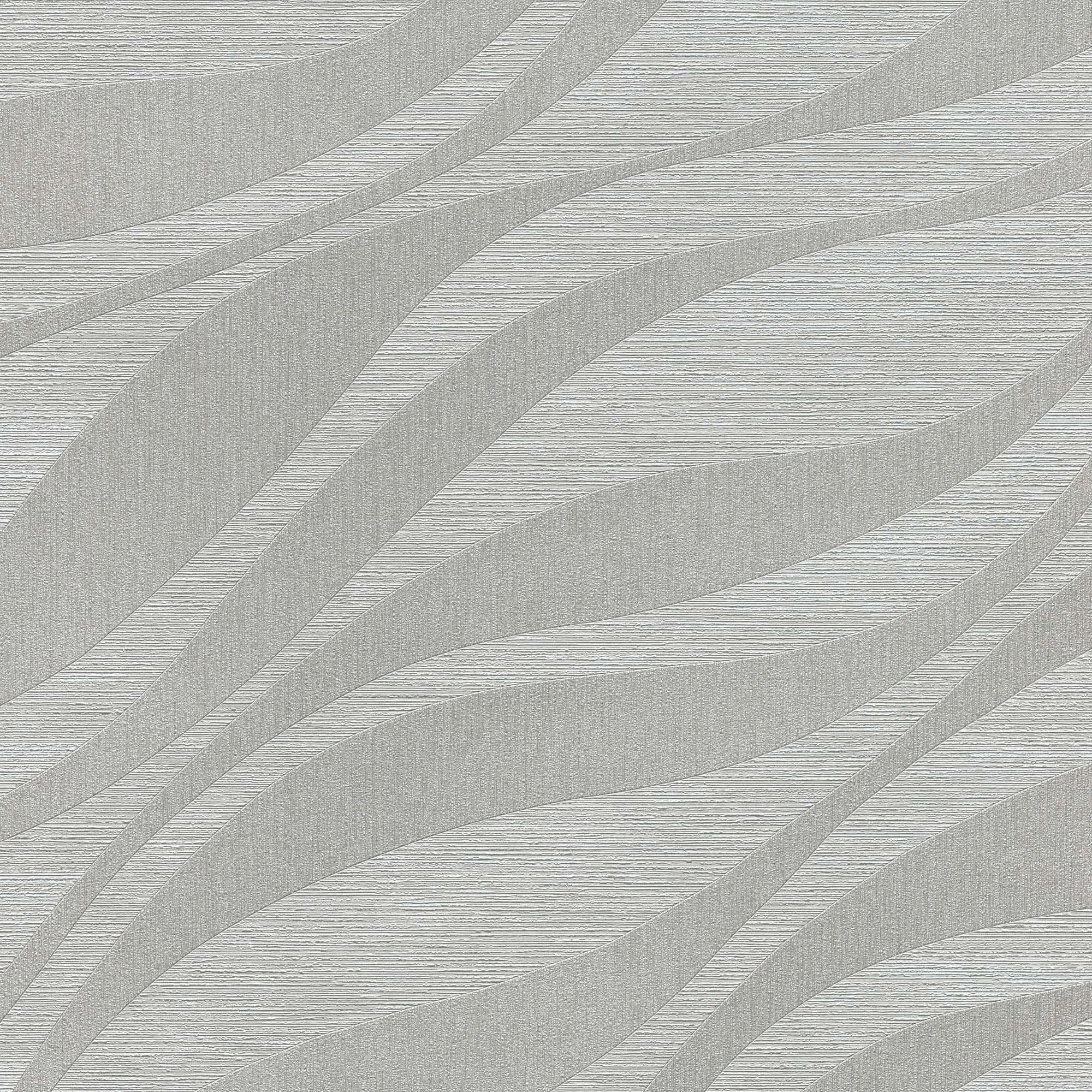 Imagen 1 de Papel pintado TNT Ondas Chicago Rasch - Plata 0,53 x 10 m Plata