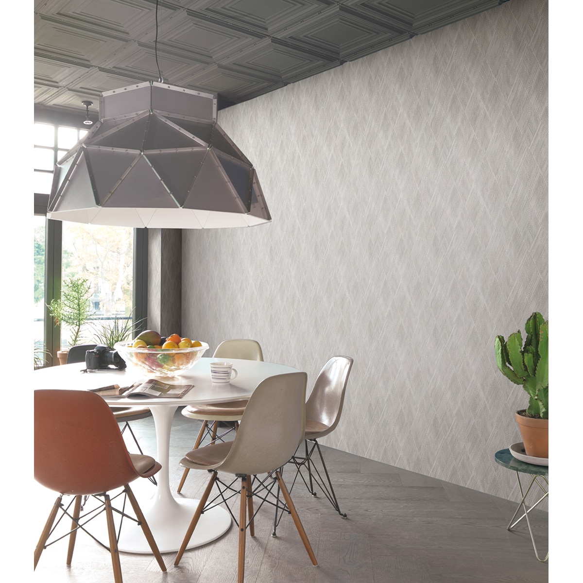 Papel de Parede TNT Losangos Chicago Cinzento-2