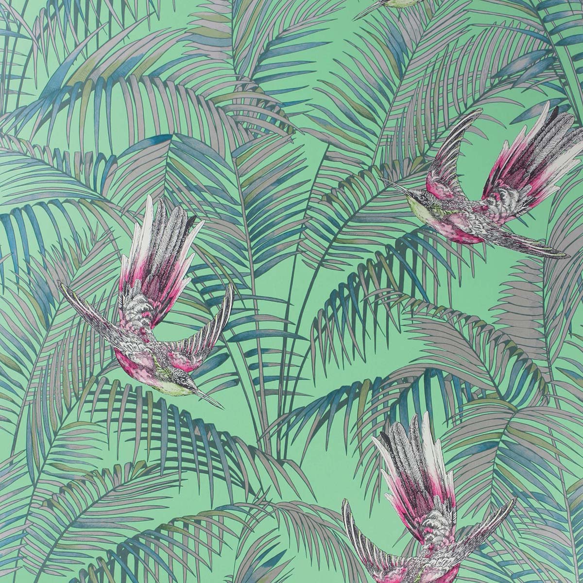 Papel pintado Sunbird Osborne & Little - Verde 0,53 x 10 m Verde-1
