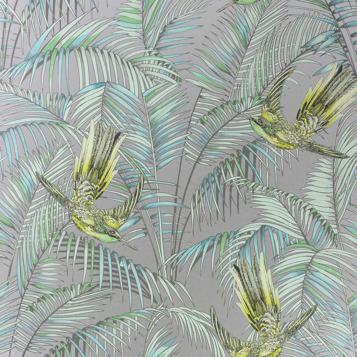 Papel pintado Sunbird Osborne & Little - Gris claro 0,53 x 10 m Gris claro-1
