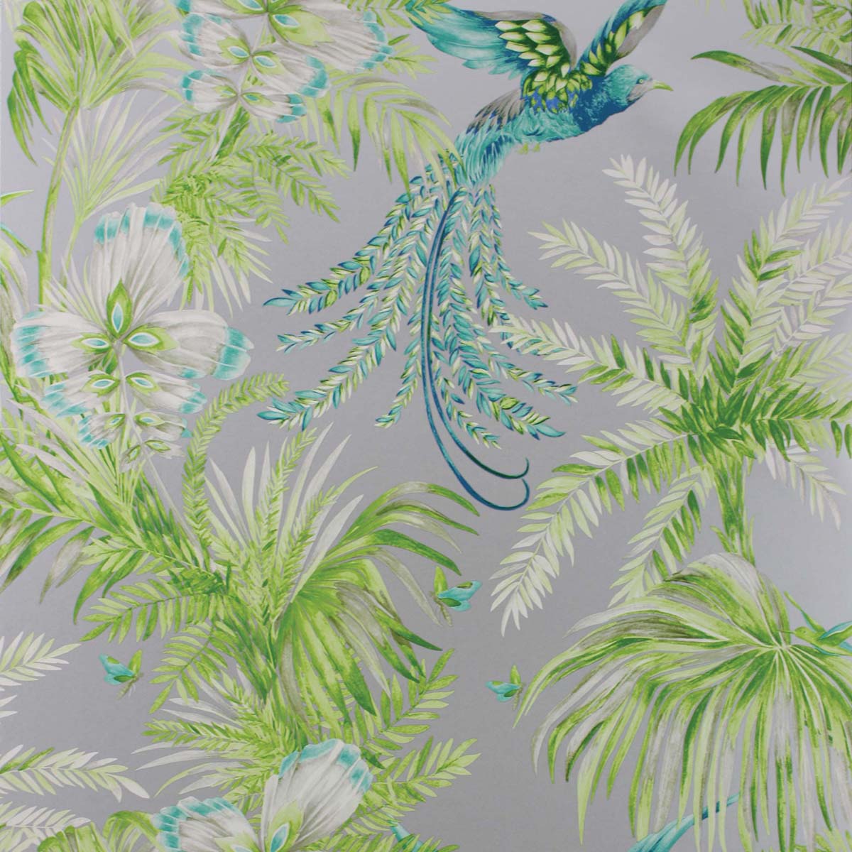 Papel pintado Bird of Paradise Osborne & Little - Plata 0,53 x 10 m Plata-1