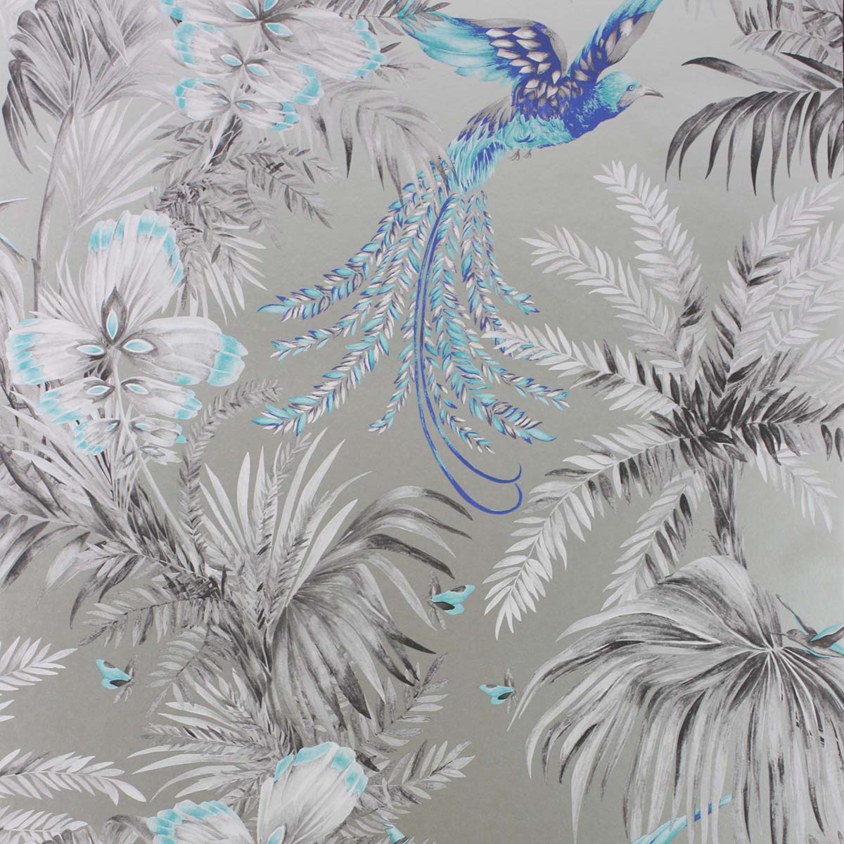 Papel pintado Bird of Paradise Osborne & Little - Ceniza 0,53 x 10 m Ceniza-1