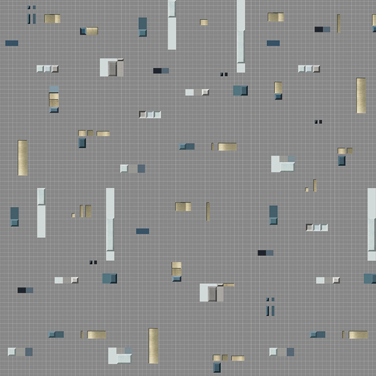 Imagen 1 de Papel pintado geométrico cuadrados Tres Tintas - Gris 0,5 x 10 m Gris