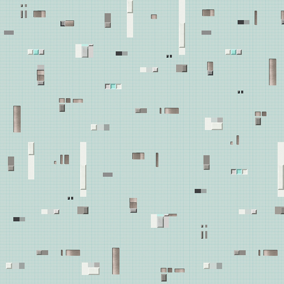 Imagen 0 de Papel pintado geométrico cuadrados Tres Tintas Azul