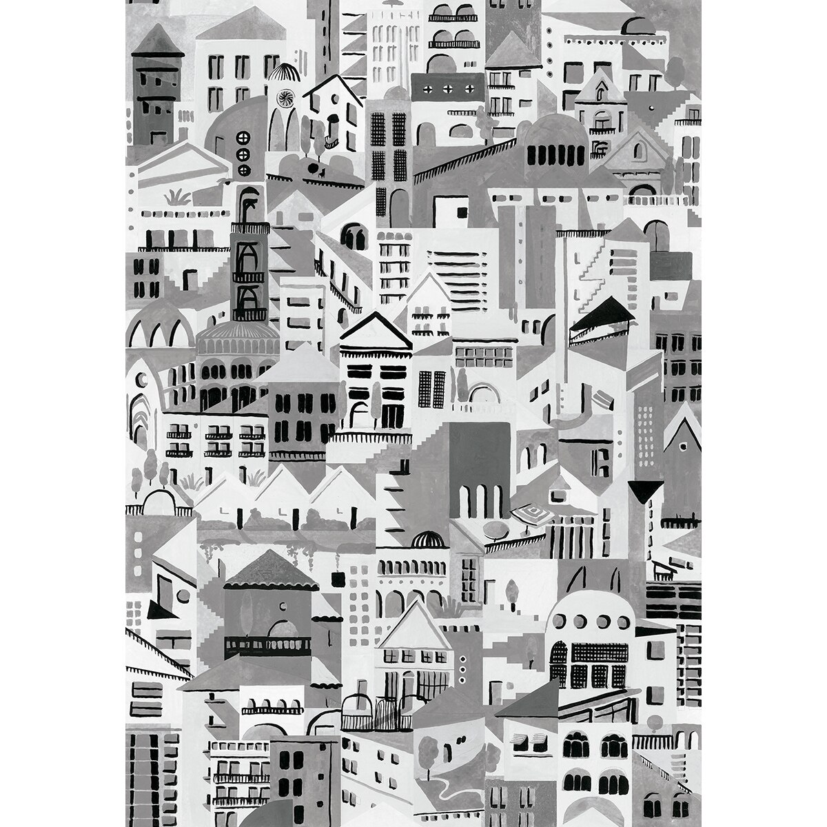 Papel pintado TNT Villa Ítera Tres Tintas - Gris 0,53 x 10 m Gris-2