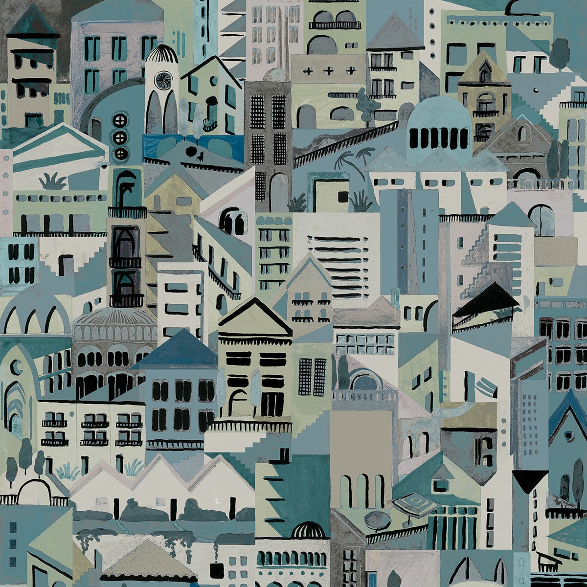 Papel pintado TNT Villa Ítera Tres Tintas - Azul 0,53 x 10 m Azul-1