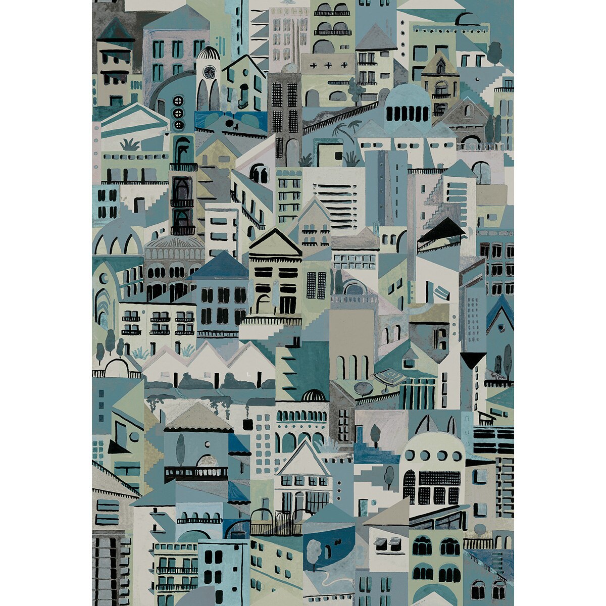 Papel pintado TNT Villa Ítera Tres Tintas - Azul 0,53 x 10 m Azul-2