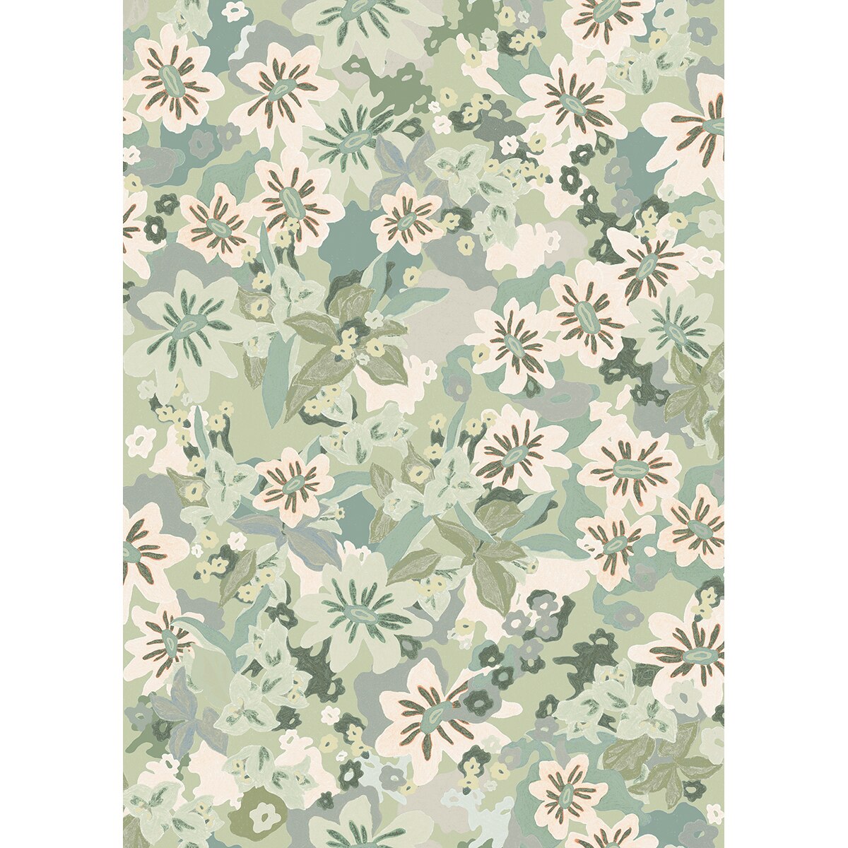 Papel pintado TNT Heura Ítera Tres Tintas - Verde 0,53 x 10 m Verde-2