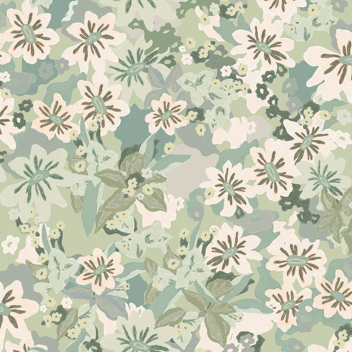 Papel pintado vinílico Heura Ítera Tres Tintas - Verde 0,53 x 10 m Verde-1