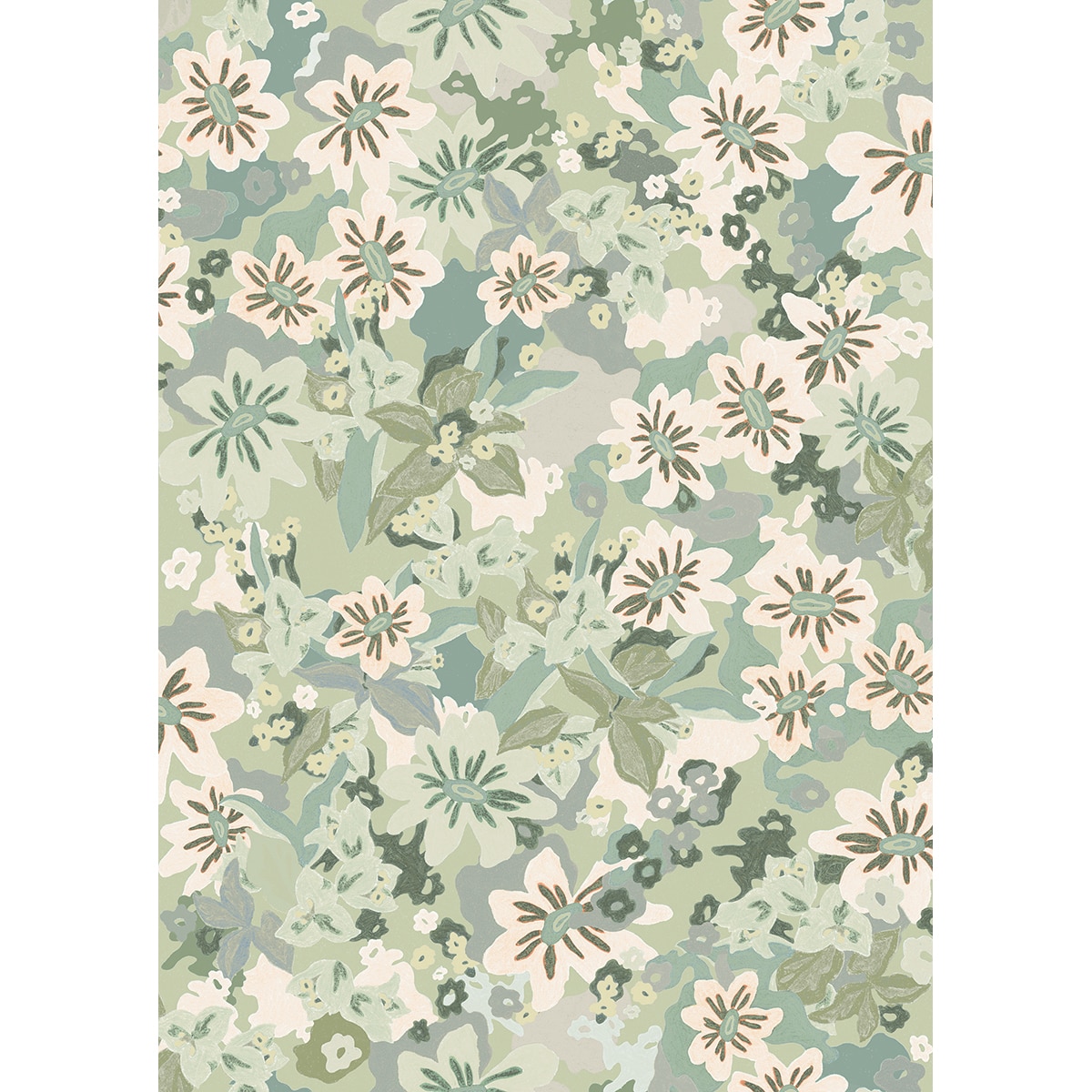 Papel pintado vinílico Heura Ítera Tres Tintas - Verde 0,53 x 10 m Verde-2