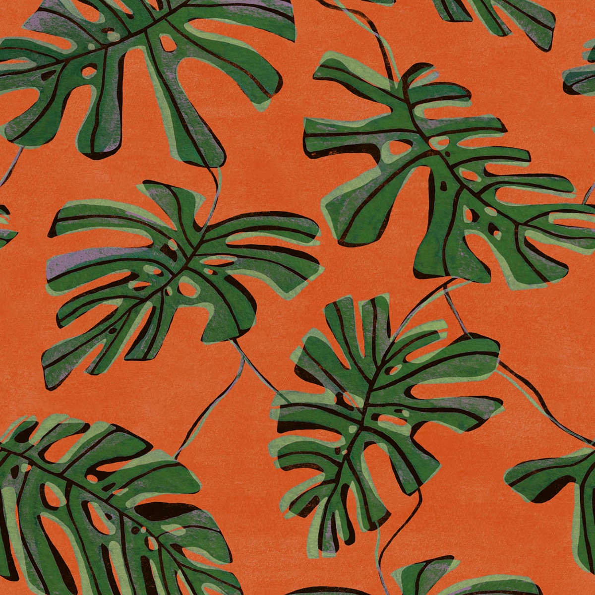 Papel pintado TNT Monstera de la colección Bossa Nova Tres Tintas - Naranja Naranja-1