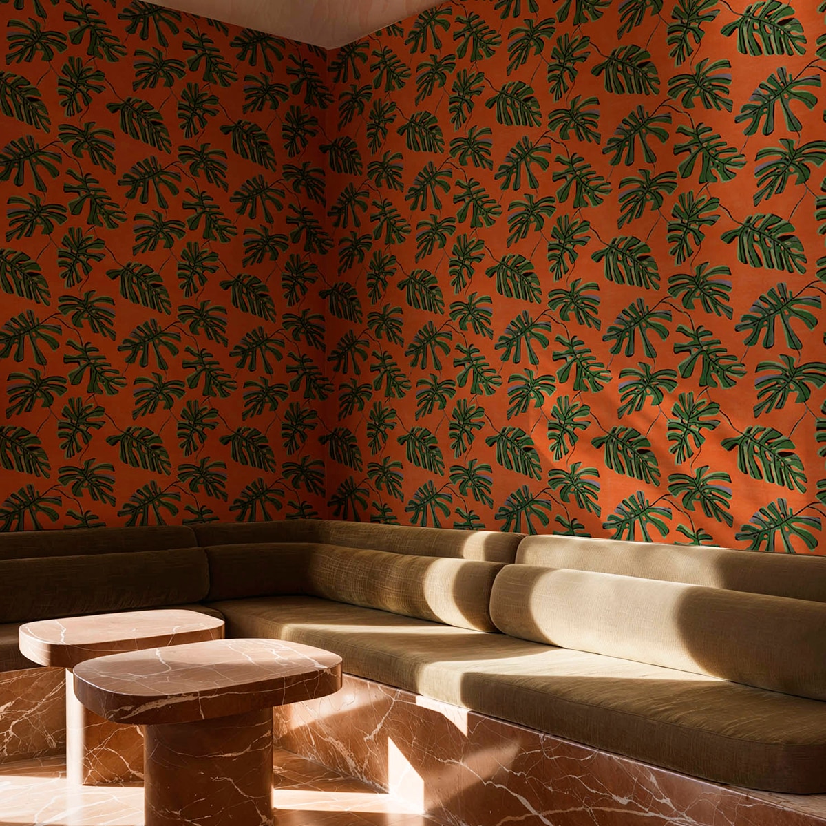 Papel pintado TNT Monstera de la colección Bossa Nova Tres Tintas - Naranja Naranja-2