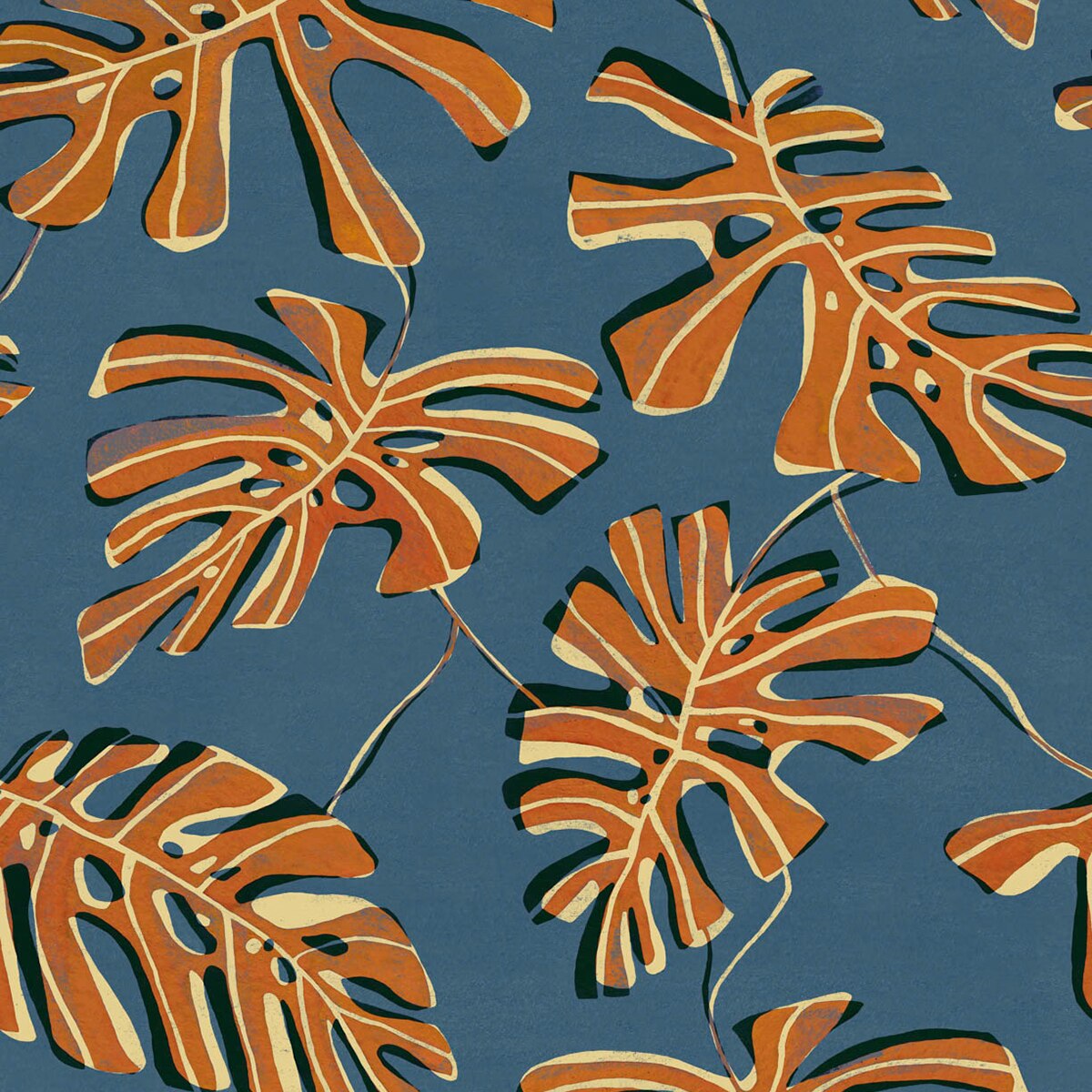 Papel pintado TNT Monstera de la colección Bossa Nova Tres Tintas - Azul Azul-1