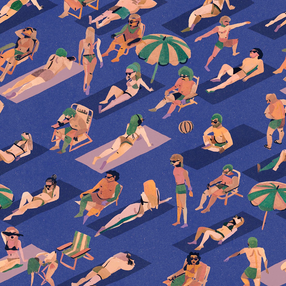Papel pintado TNT Ipanema de la colección Bossa Nova Tres Tintas - Azul Azul-1