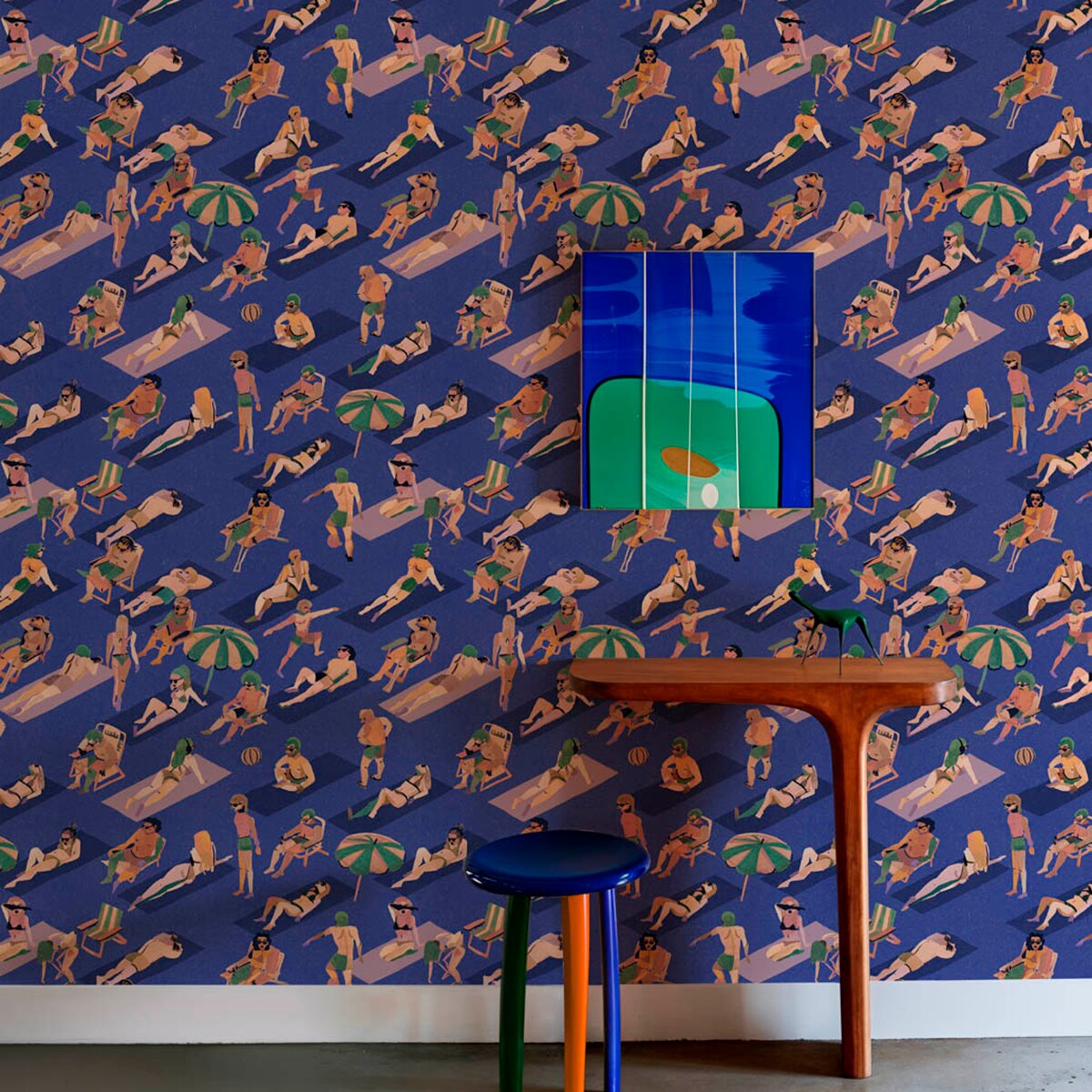 Papel pintado TNT Ipanema de la colección Bossa Nova Tres Tintas - Azul Azul-2