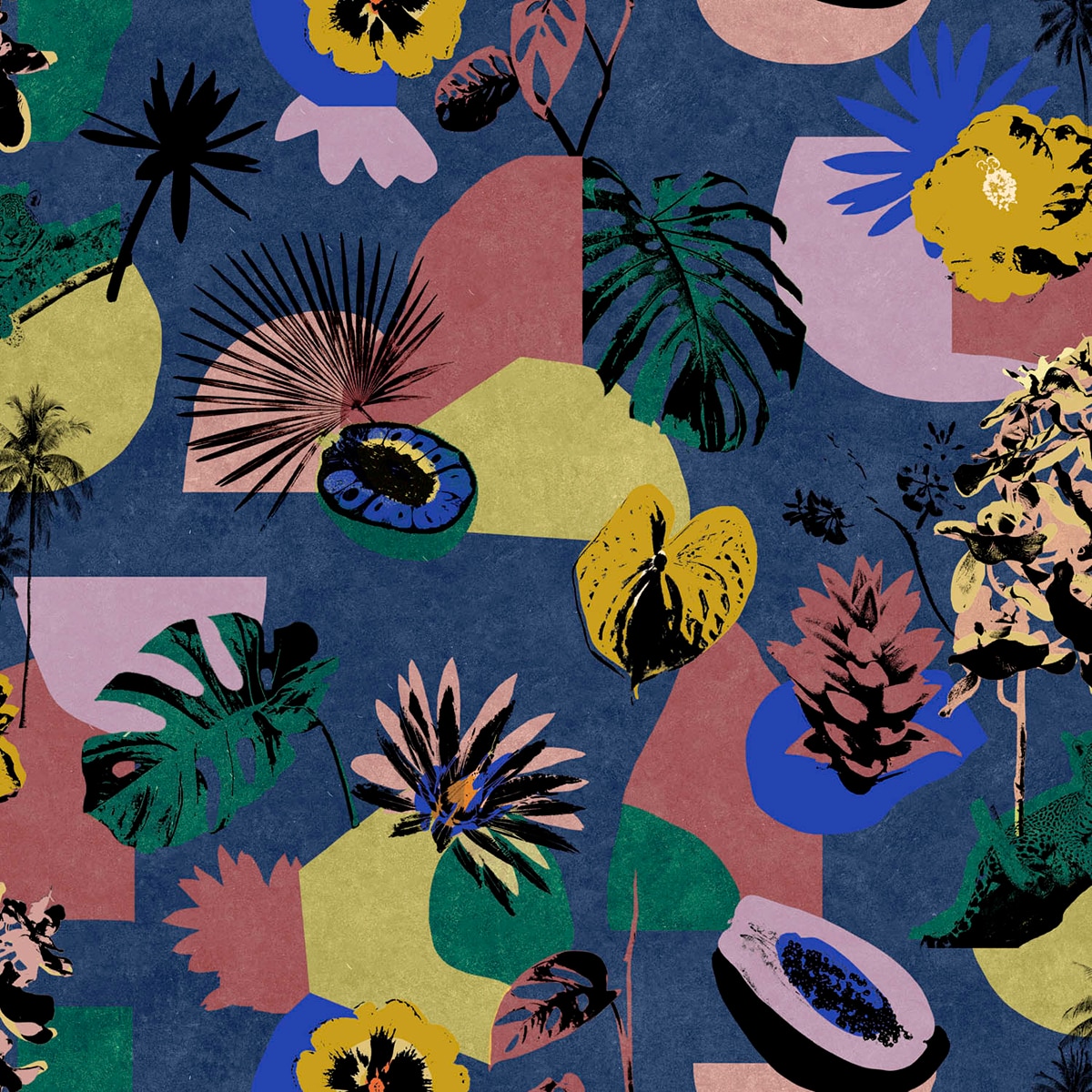 Papel pintado TNT Tropicalia de la colección Bossa Nova Tres Tintas - Azul Azul-1