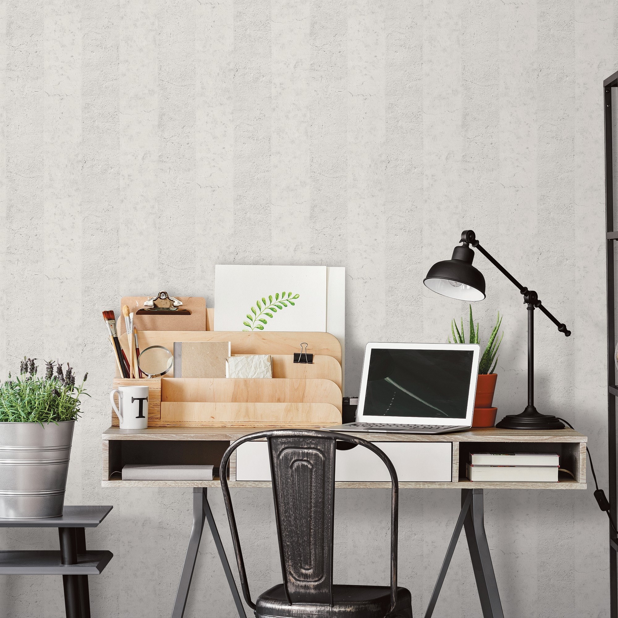 Papel pintado vinílico Momoka Natural Urban Saint Honore - Gris 0,53 x 10 m Gris-2