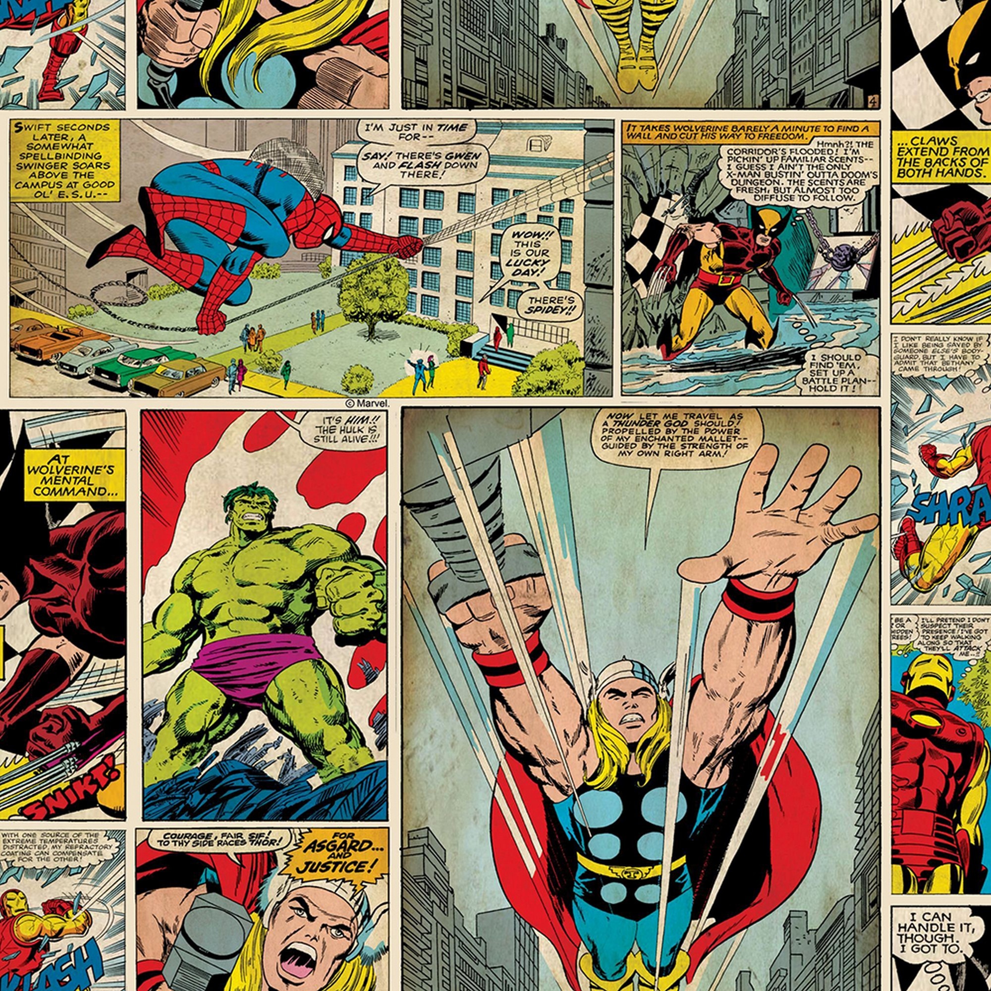 Imagem 0 de Papel de Parede Bandas Desenhadas Super Heróis Marvel Individual Kids Home