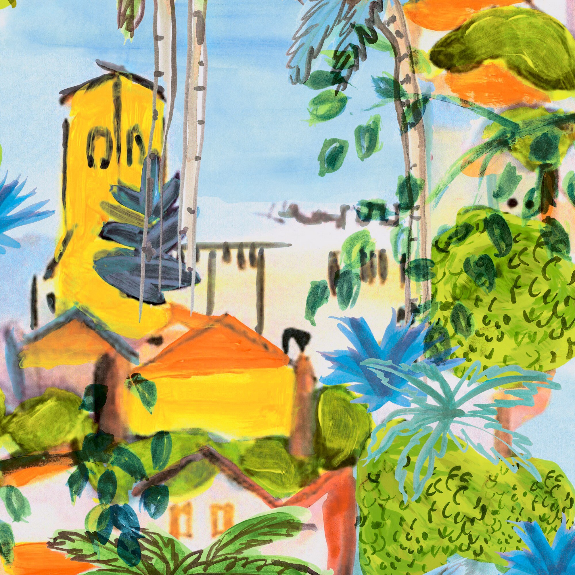 Papel de Parede Fornillo Amalfi Amarelo-1