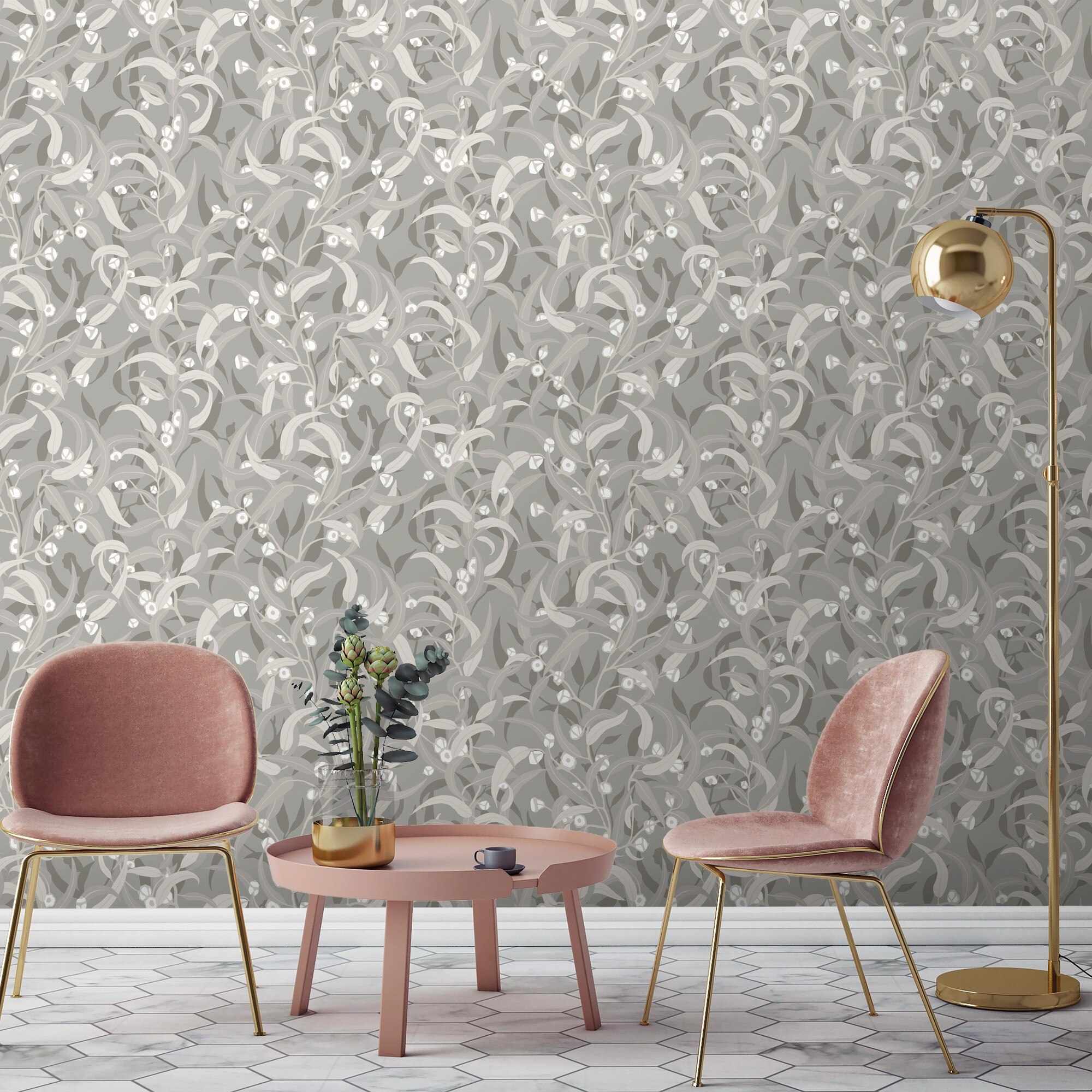 Papel pintado Saracene Amalfi Saint Honore - Gris 0,52 x 10 m Gris-2
