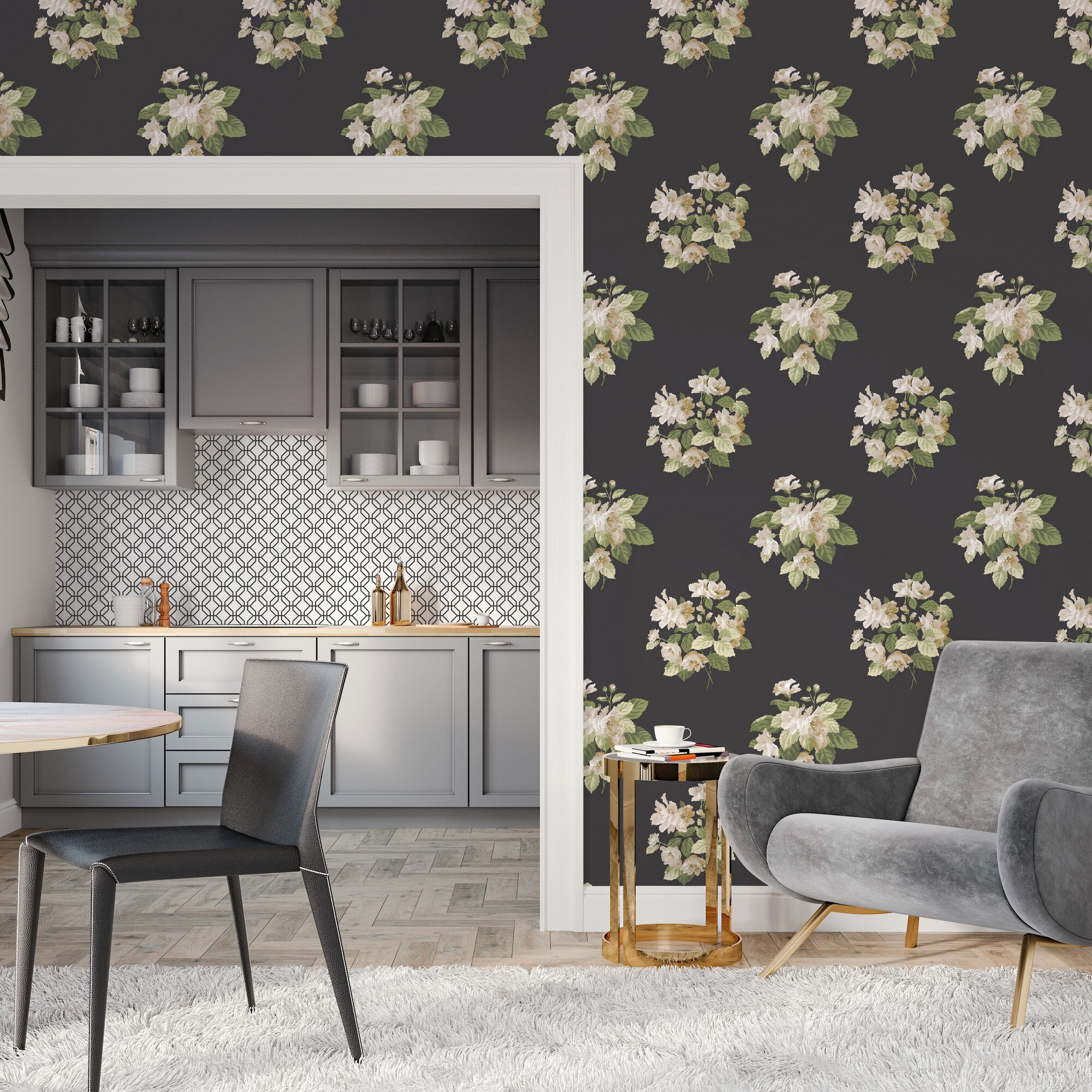 Papel pintado Richmond Secret Garden Saint Honore - Negro 0,53 x 10 m Negro-2