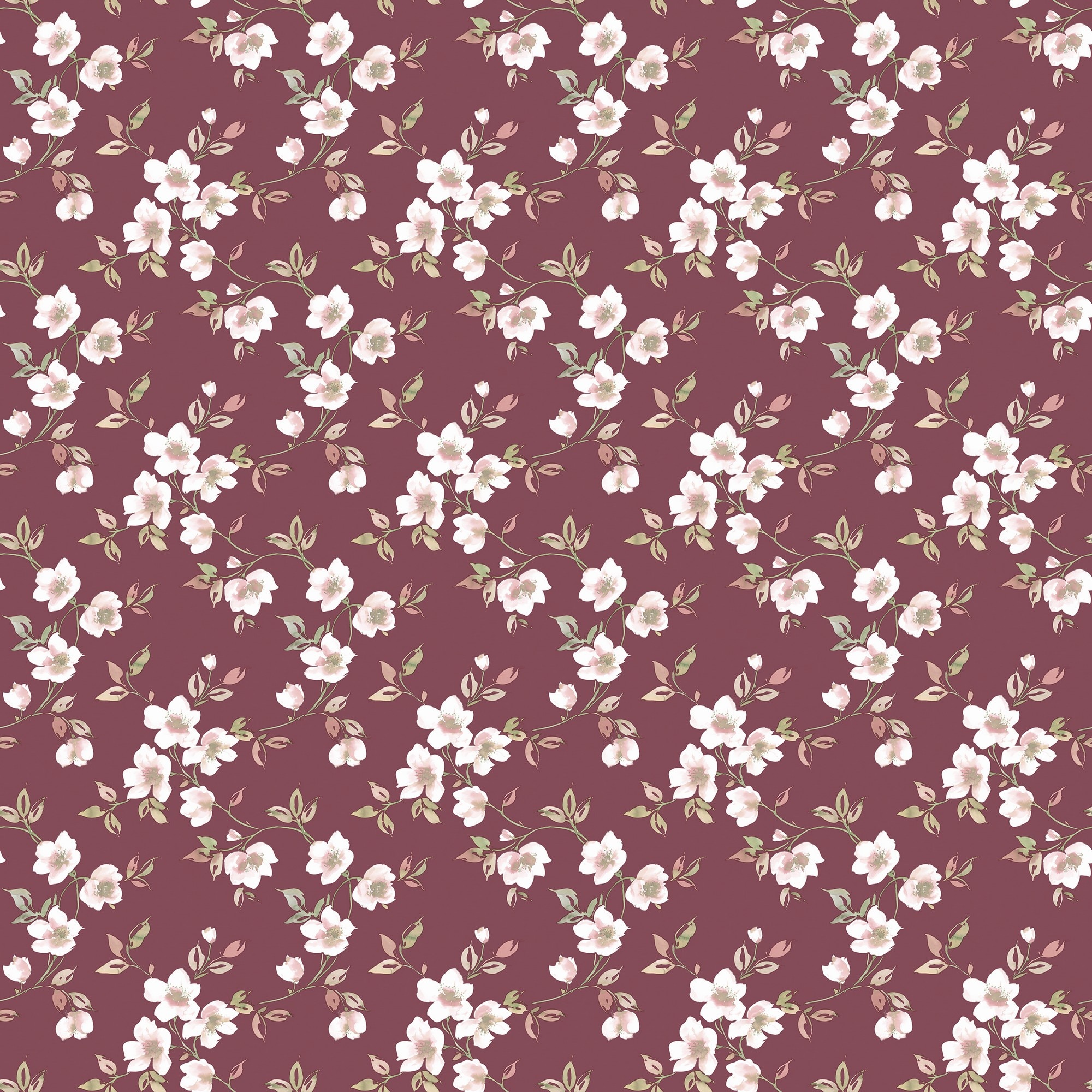 Papel Pintado Floral Secret Garden Vermelho-1