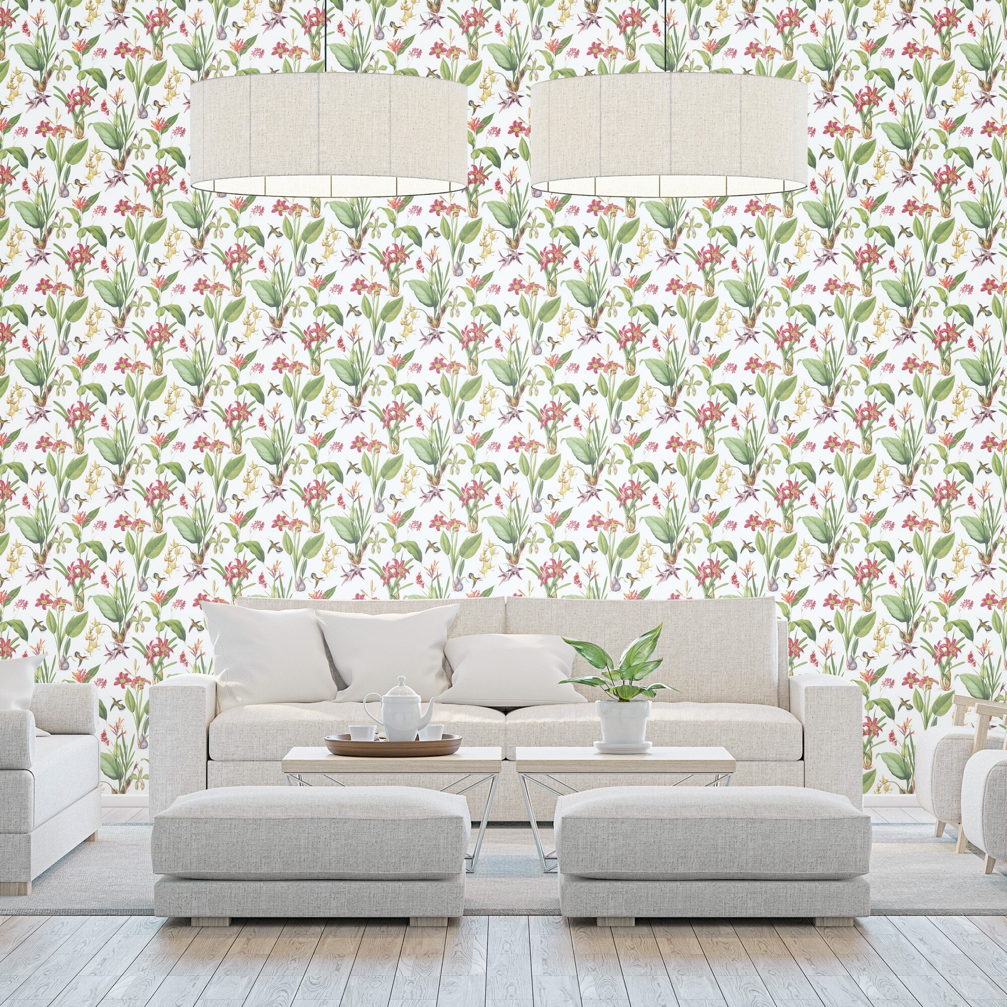 Papel pintado Powerscourt Secret Garden Saint Honore - Verde claro 0,53 x 10 m Verde claro-2
