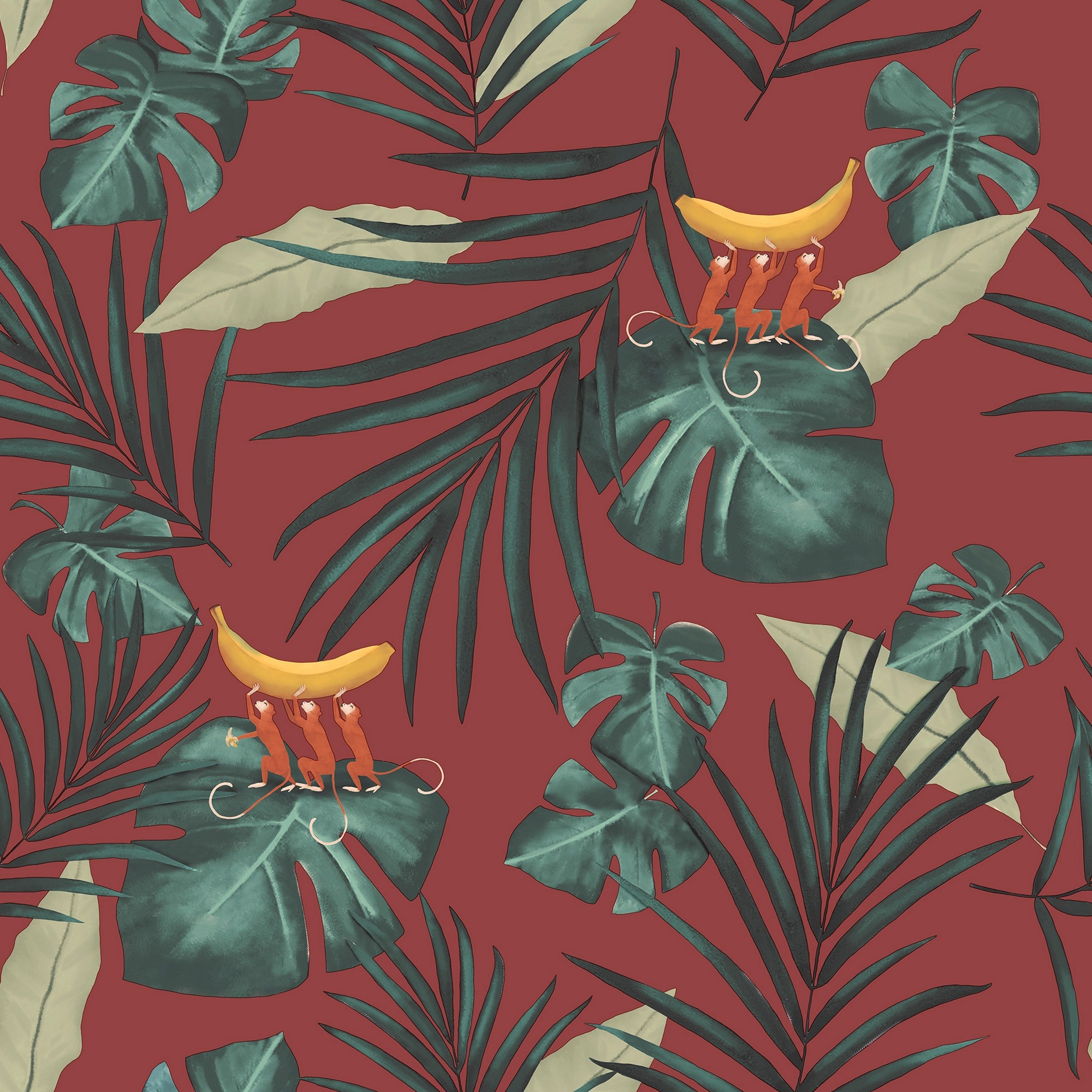 Papel de Parede Pachamama Batabasta Vermelho-1