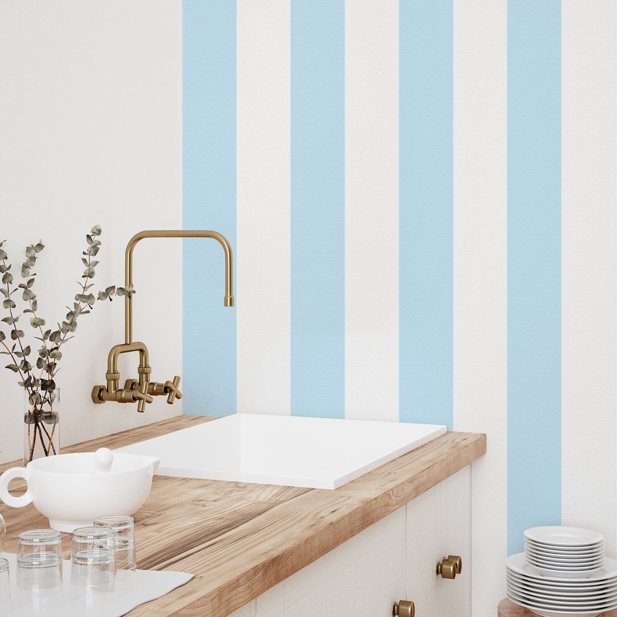 Papel pintado autoadhesivo Stripes Wallifydeco - Azul Azul-2