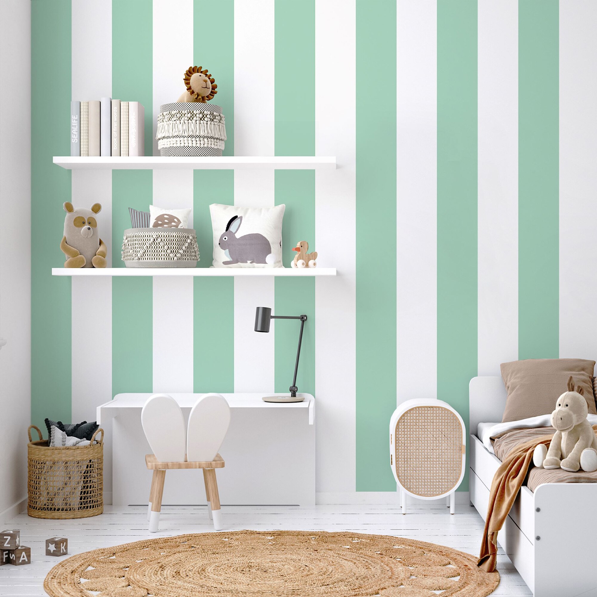 Papel pintado autoadhesivo Stripes Wallifydeco - Menta Menta-2