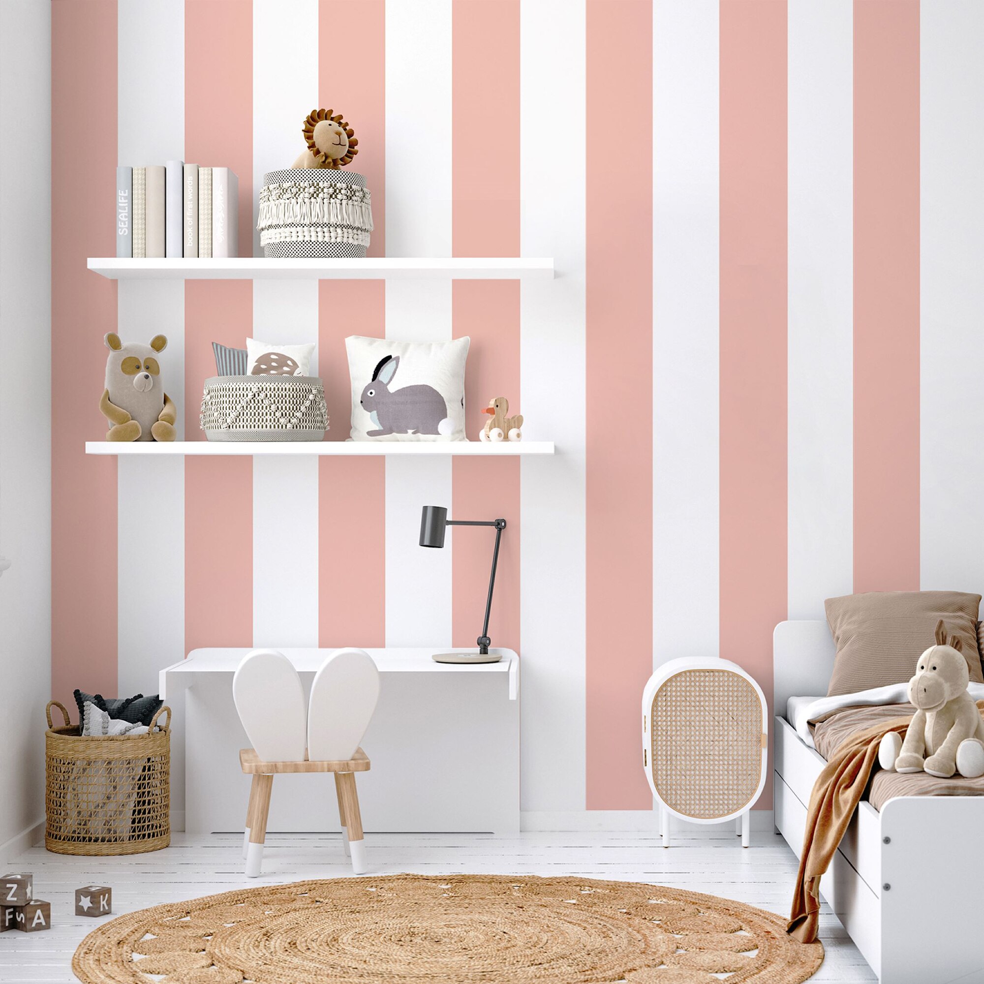 Papel pintado autoadhesivo Stripes Wallifydeco - Rosa Rosa-2