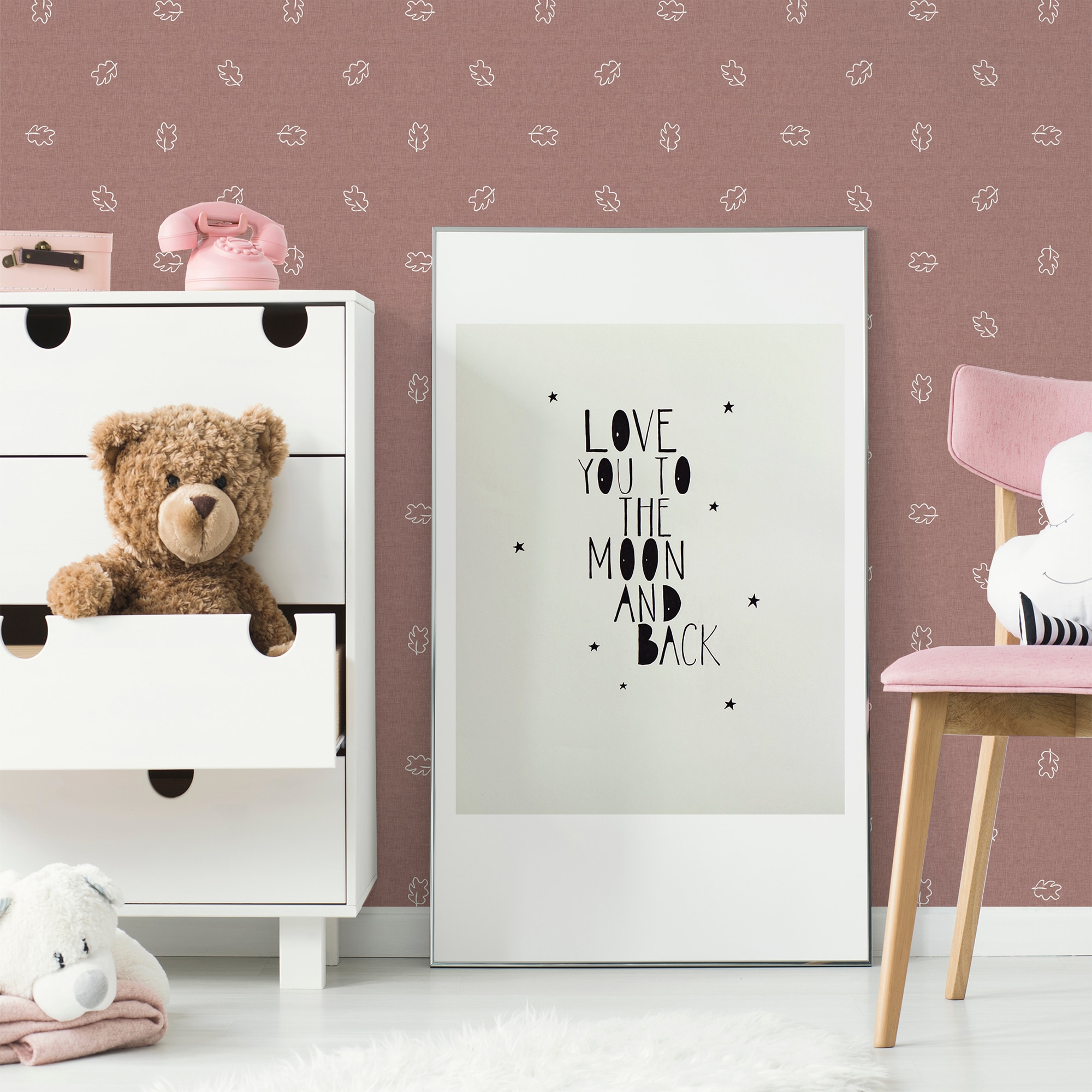 Papel pintado autoadhesivo Hoja Wallifydeco - Rosa Rosa-2