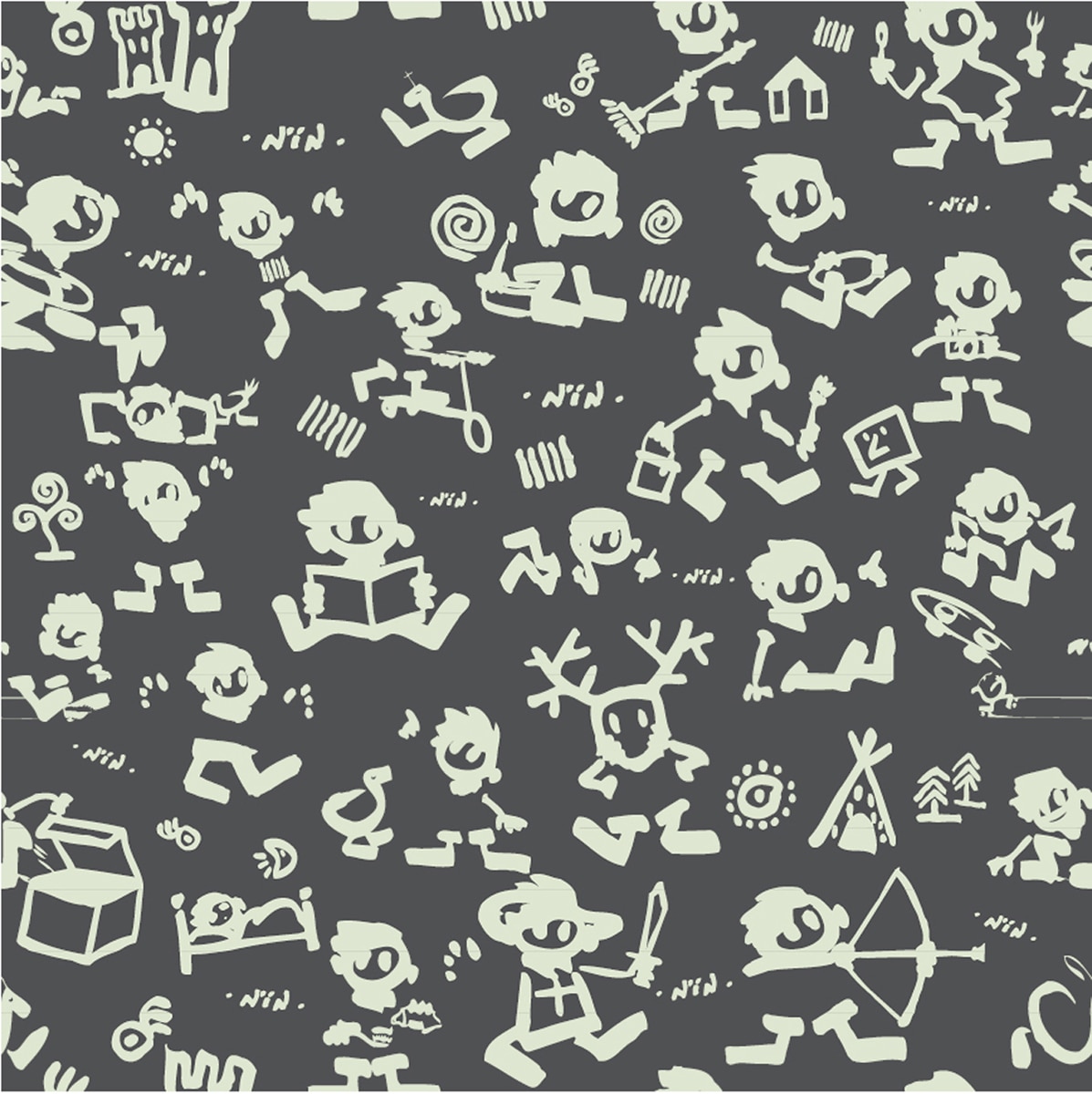 Papel pintado Nin DRT - Gris 0,52 x 10 m Gris-1