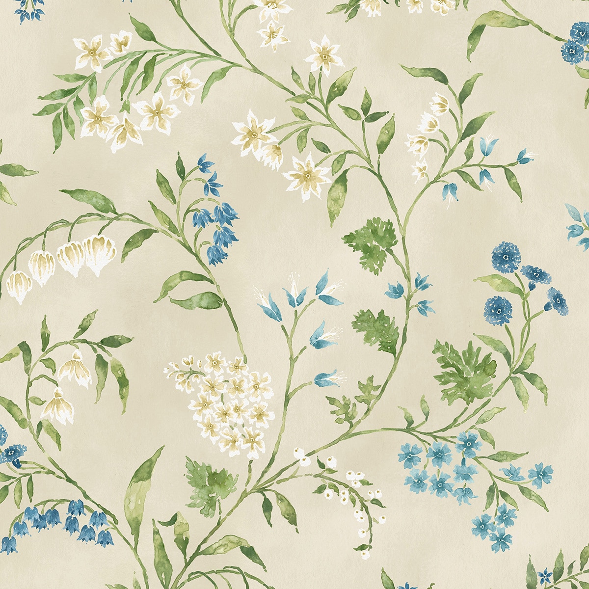 Papel pintado Almora Nina Campbell - Azul 0,52 x 10 m Azul-1
