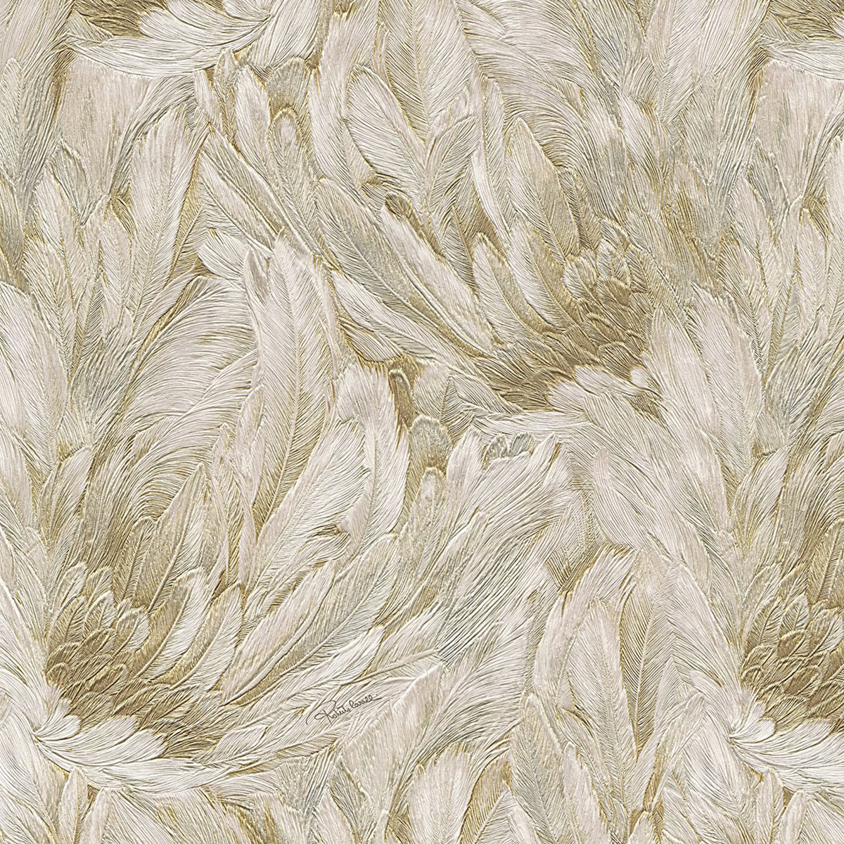 Papel pintado Plumas de la colección Nº 9 Roberto Cavalli - Tostado Tostado-1