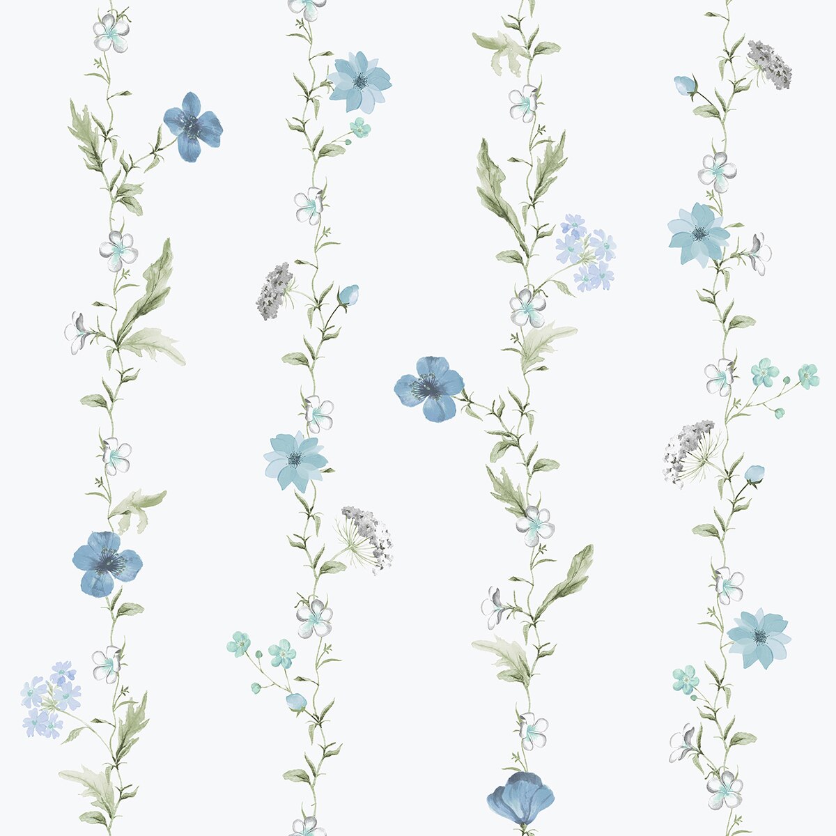 Papel pintado Vertical Garden Hana Ich - Turquesa 0,53 x 10 m Turquesa-1