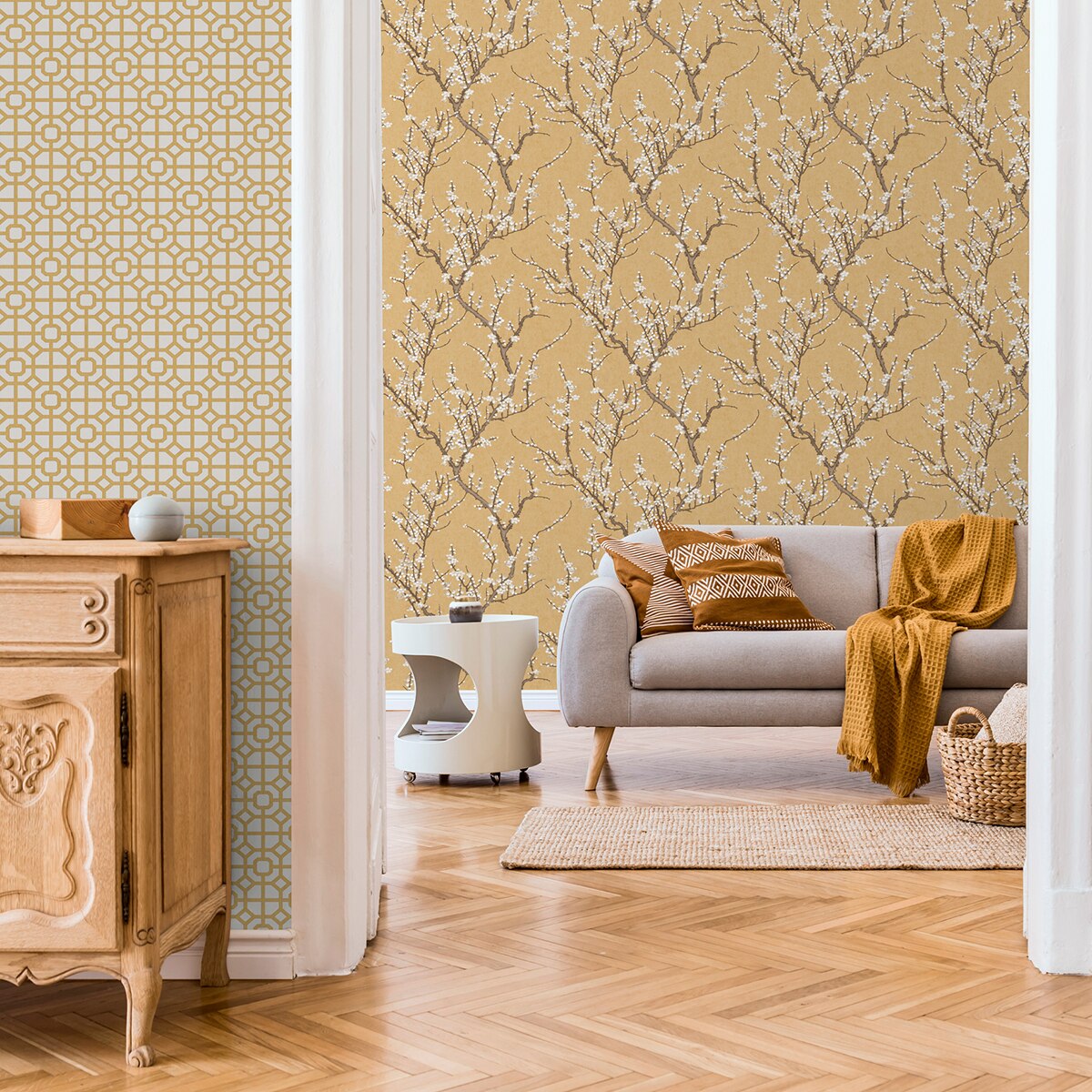 Imagen 2 de Papel pintado Sakura Tree Hana Ich - Ocre 0,53 x 10 m Ocre