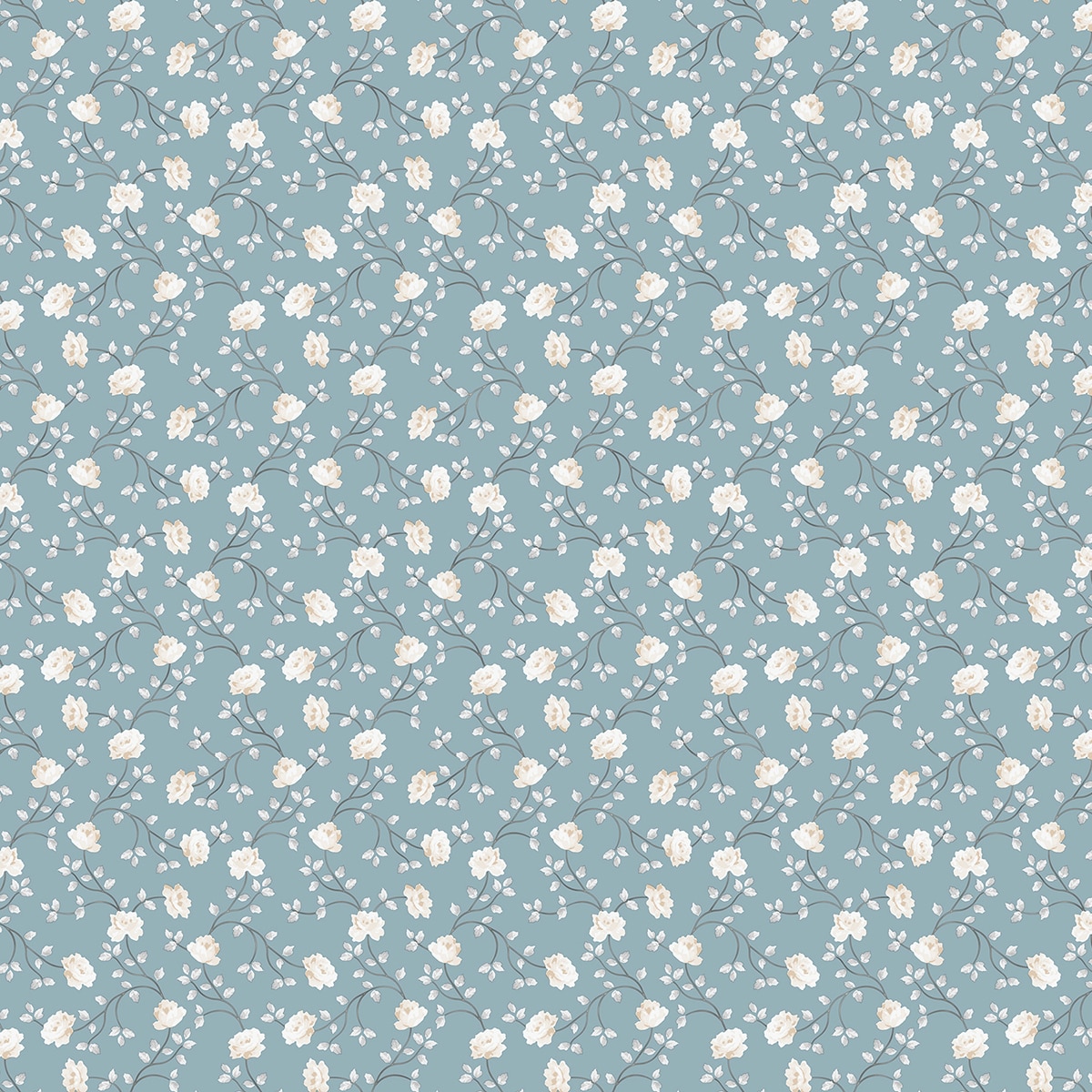 Papel pintado Petit Flowers Hana Ich - Azul 0,53 x 10 m Azul-1