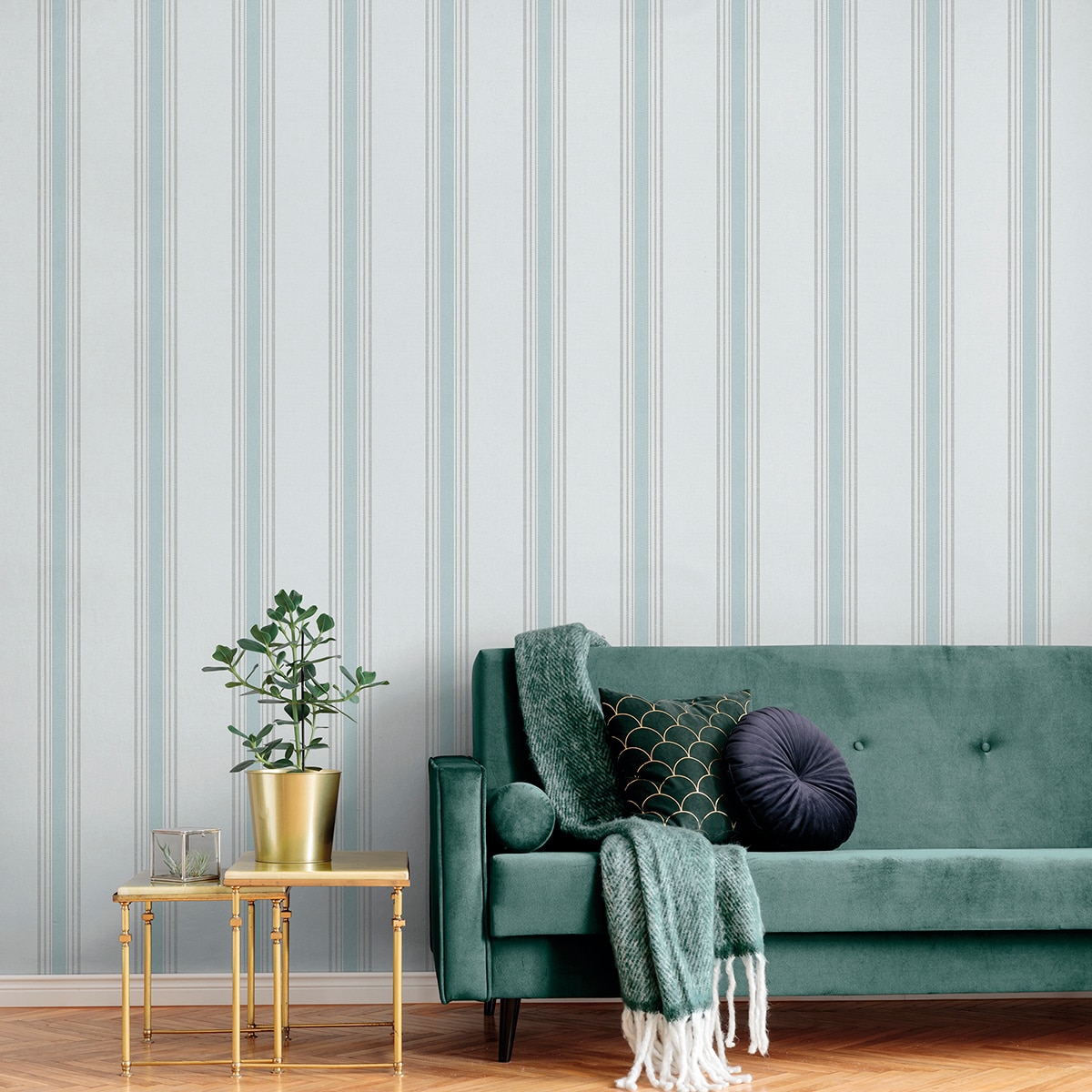 Papel Pintado Hana Stripes Turquesa-2