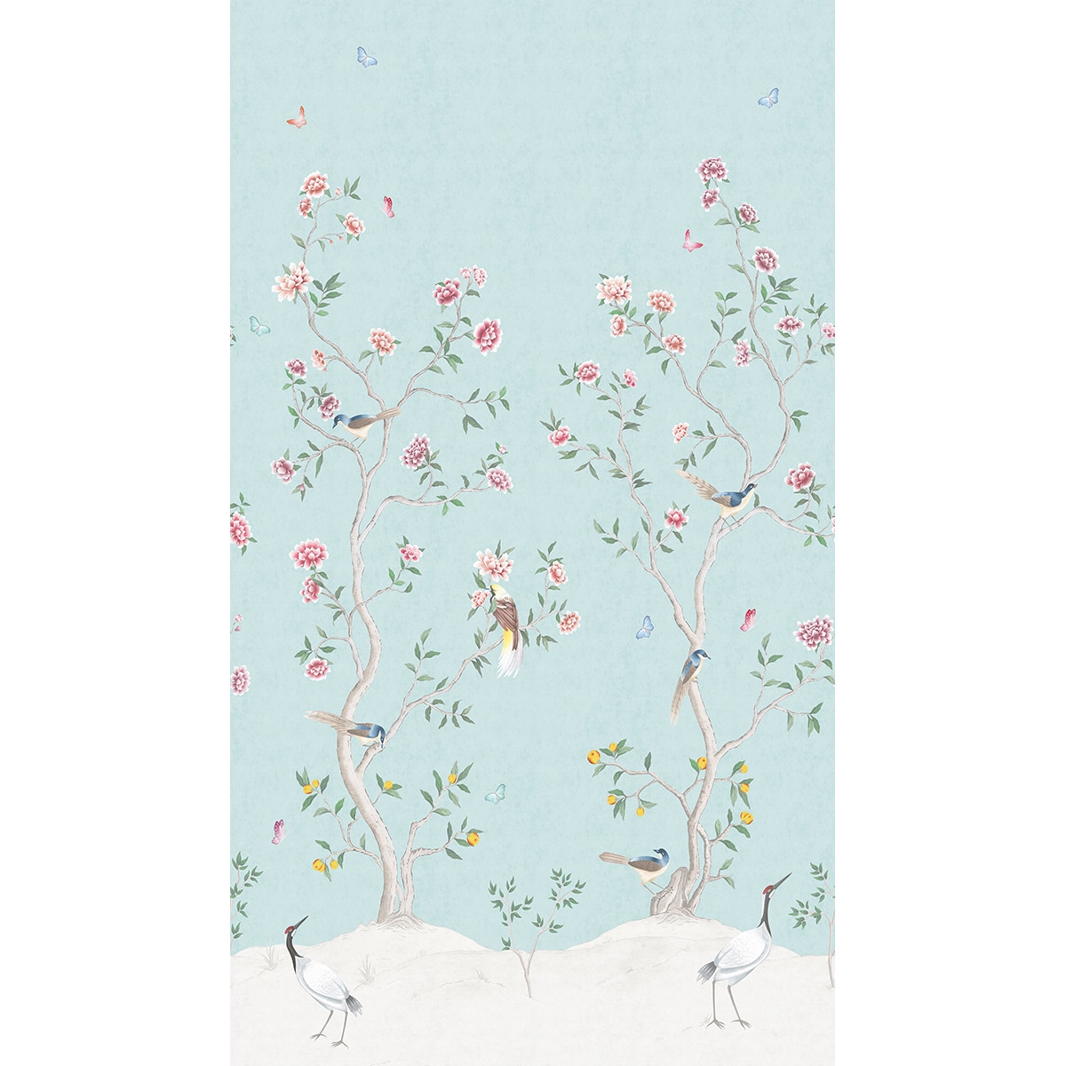 Mural floral Chinoiserie Hana Turquesa-2